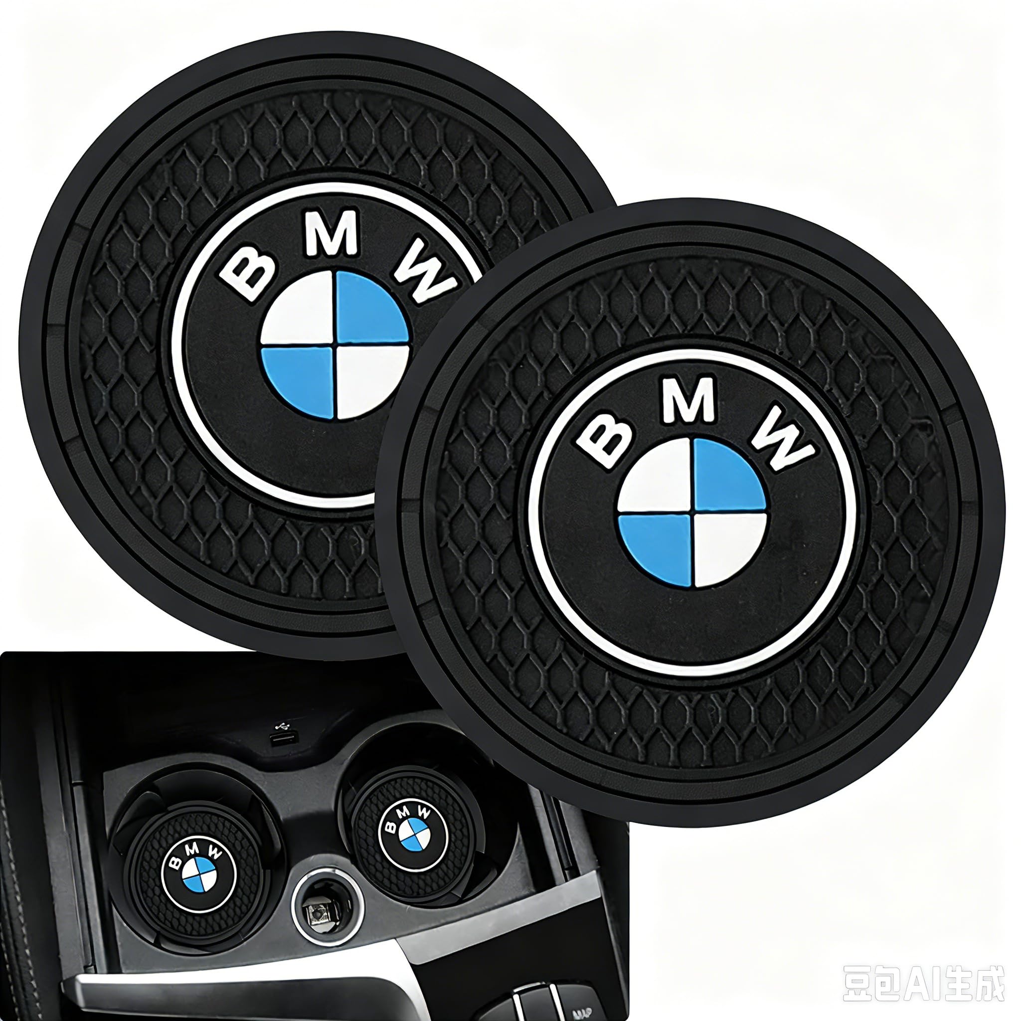 Car Cup Holder Coaster for BMW Series Cup Holder Coaster Interior Accessories 2.75in 2 Pack-Black-bm