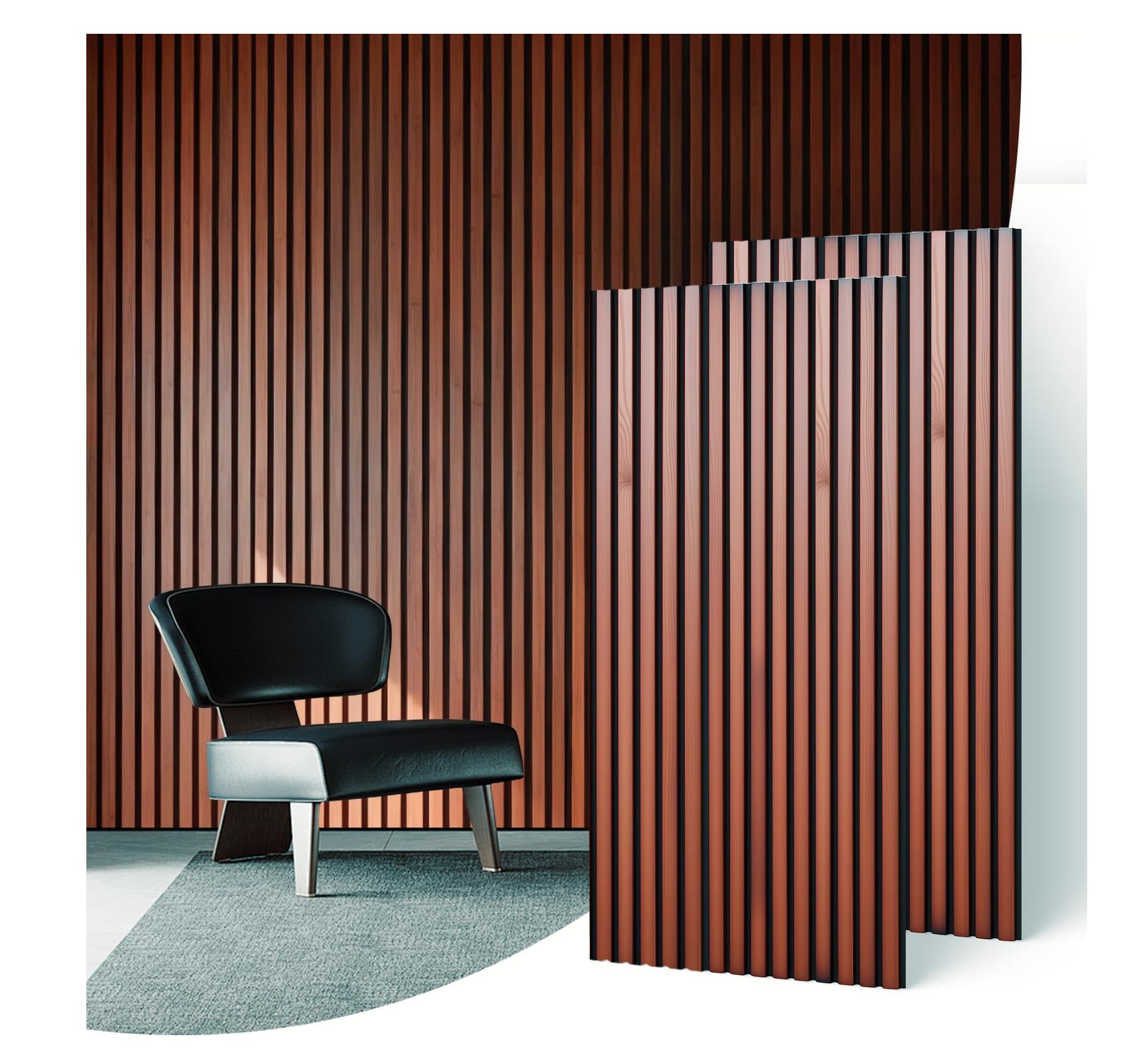 NAVREX 2 pannelli acustici a doghe in legno massello, per parete e soffitto, pannelli fonoassorbenti 3D scanalati, finitura noce, pannelli insonorizzanti per Home Theater, decorazione per ufficio e
