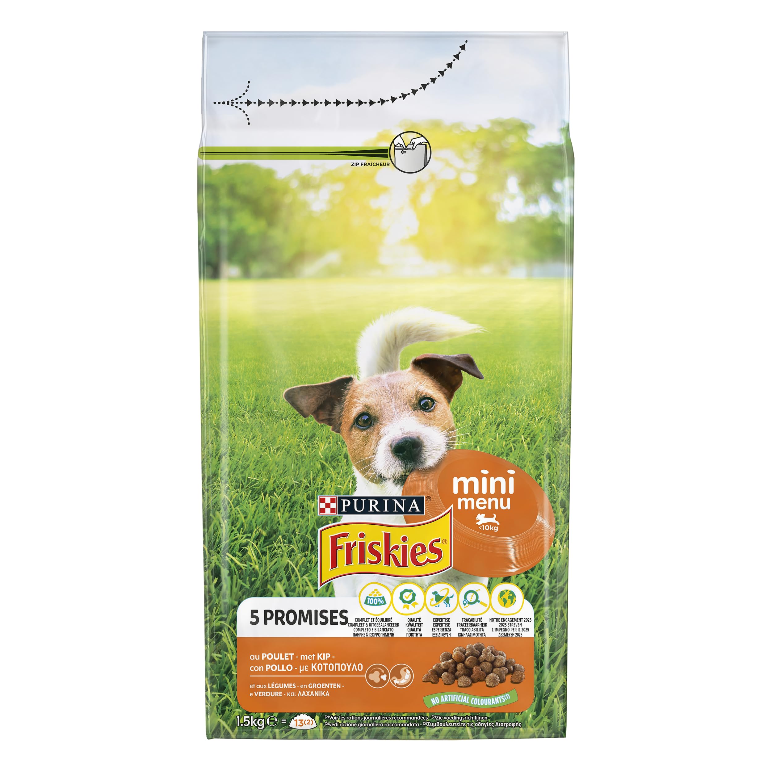 PURINA FRISKIES Mini Menu Vitafit Crocchette per Cani Adulti con Pollo e Verdure 1.5kg