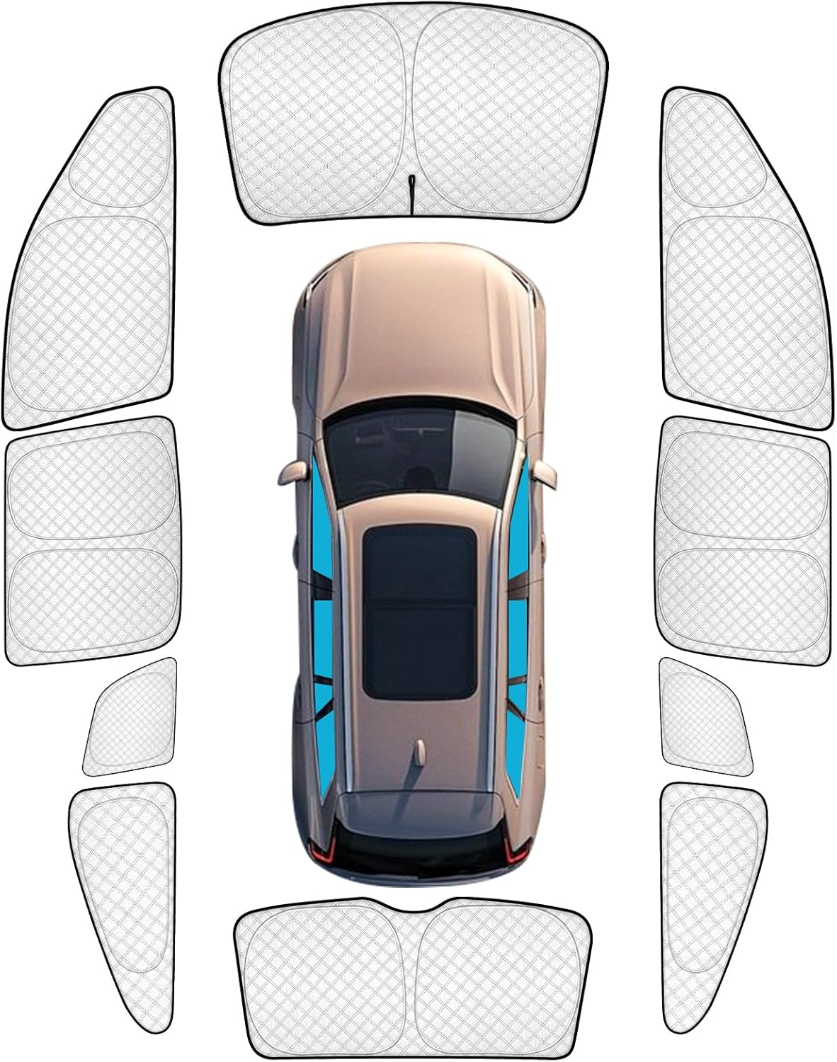 KMF 10pcs Full Window Sun Shades Custom Fit for Volvo XC90 2016-2025 Accessories, Privacy Car Window Covers Sunshade for Windshield Side Rear, UV Block and Blackout for Car Camping/Baby