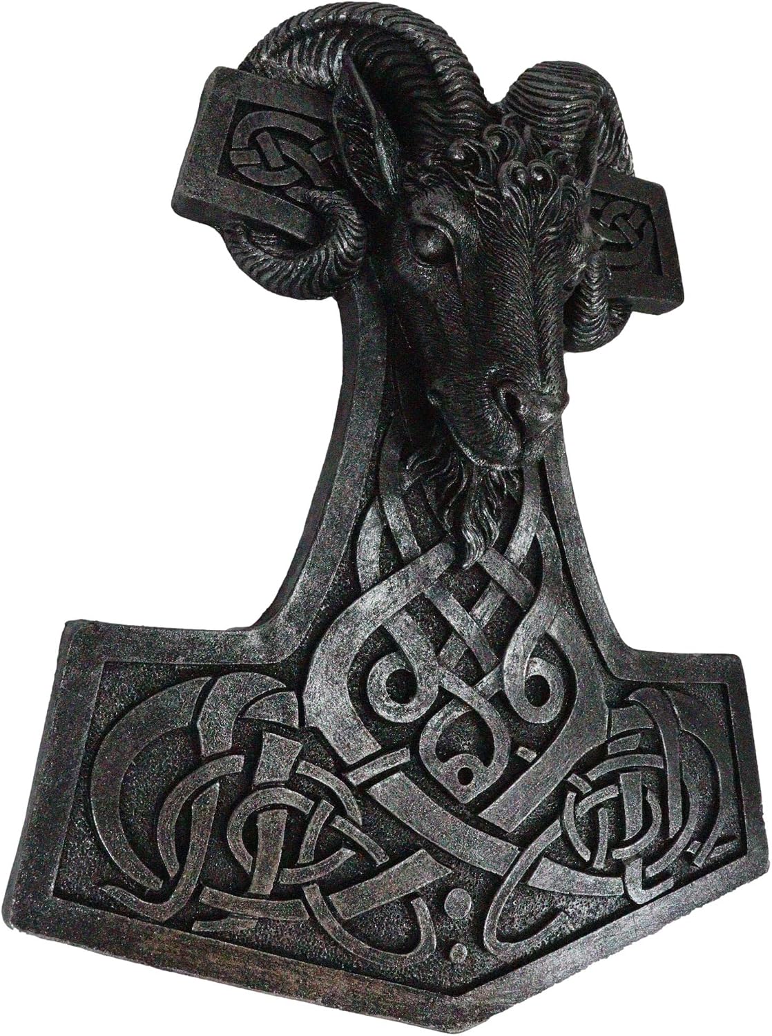 Ebros Gift Viking Ram Skull Thor Hammer with Runes Knotwork Wall Decor Norse God of Thunder Thor's Mjolnir Wall Plaque Figurine Scandinavian Mythology Collectible