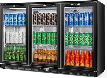 Beverage Refrigerator, 53.15 Inch 12 Cu.Ft Drink Fridge with 3 Glass Doors, Built-in & Undercounter Commercial Back Bar Cooler