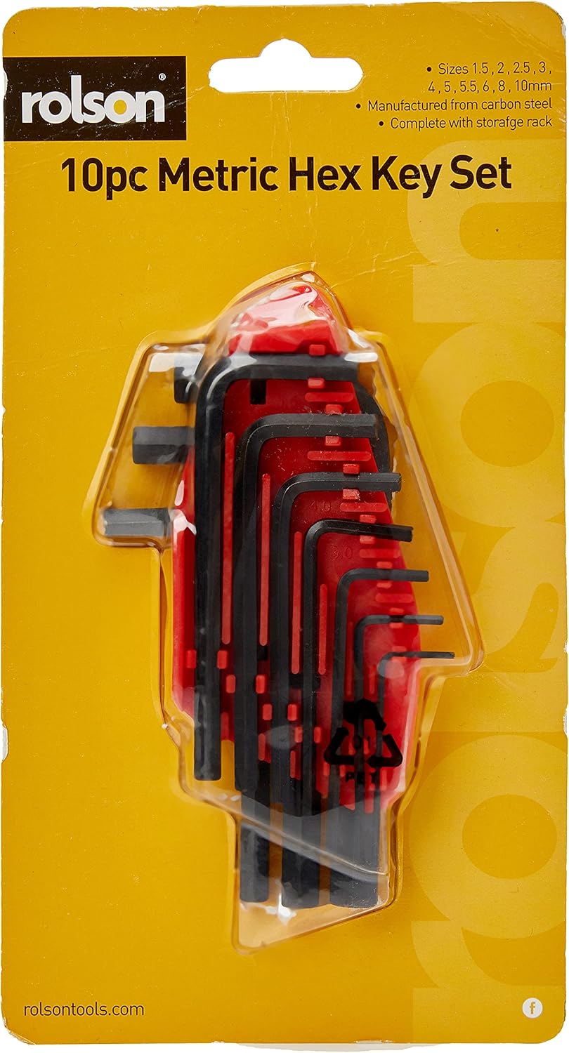 Rolson 40352 10 pc 1.5-10 mm Hex Key Set