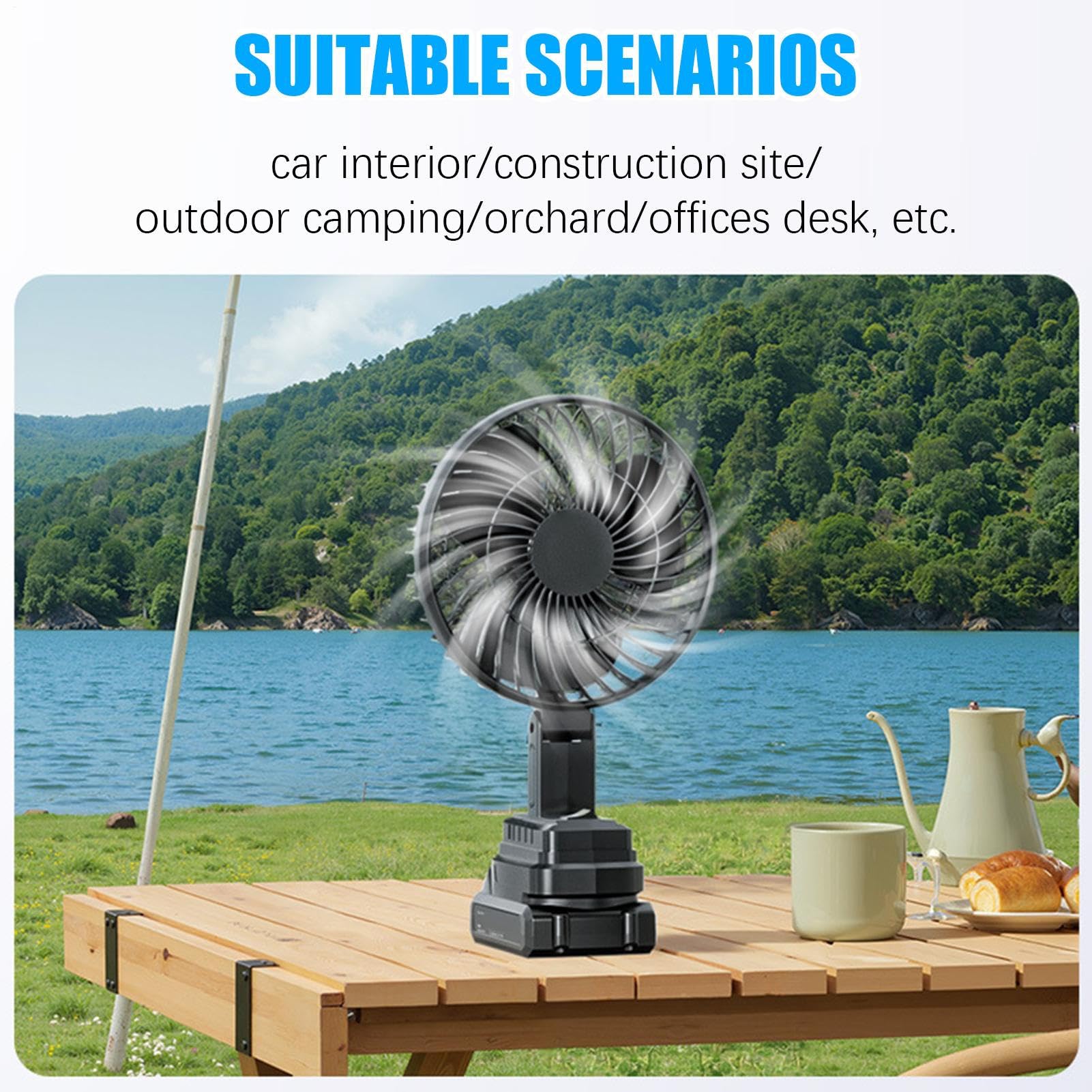 Generico Ventilatore Da Campeggio Ventilatore Portatile A Batteria | Senza Fili Per Tenda Camper Casa Barca E Attività All'aperto