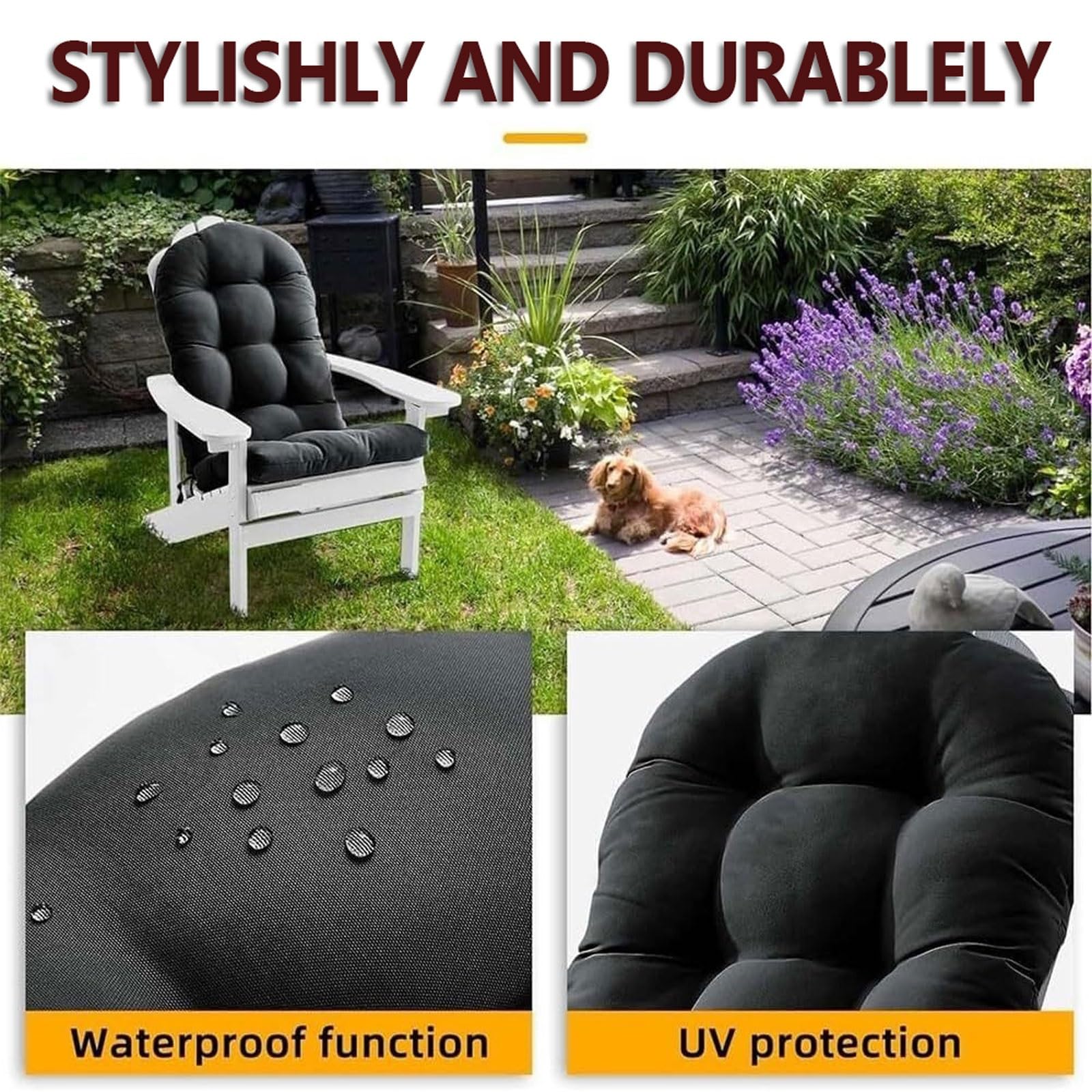 uyeoco Cuscini per sedie da Giardino con Schienale 106x53cm, Cuscini per sedie a Dondolo in Vimini Pezzo con Lacci, per Interni all'aperto(A7)