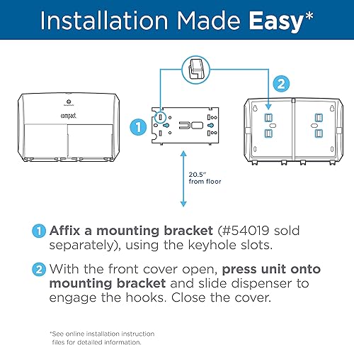 Miniatura 5 de Compacto Georgia-Pacific - Despachador de papel higiénico de doble rollo, puerta doble, Acabado inoxidable, 1