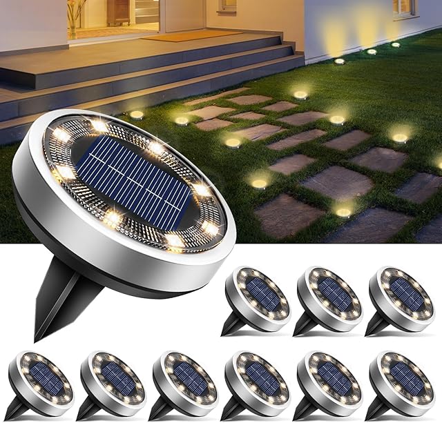 btfarm btfarm 10 Stück Solar Bodenleuchten Aussen, 8 LED Gartenbeleuchtung Solar Wasserdicht Boden Solarleuchten, Solarlampen für Außen G — Beleuchtung
