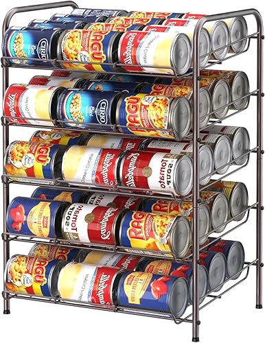MOOACE Organizador de latas, dispensador de almacenamiento de latas de 5 niveles con capacidad para hasta 60 latas, organizador de latas, ideal para