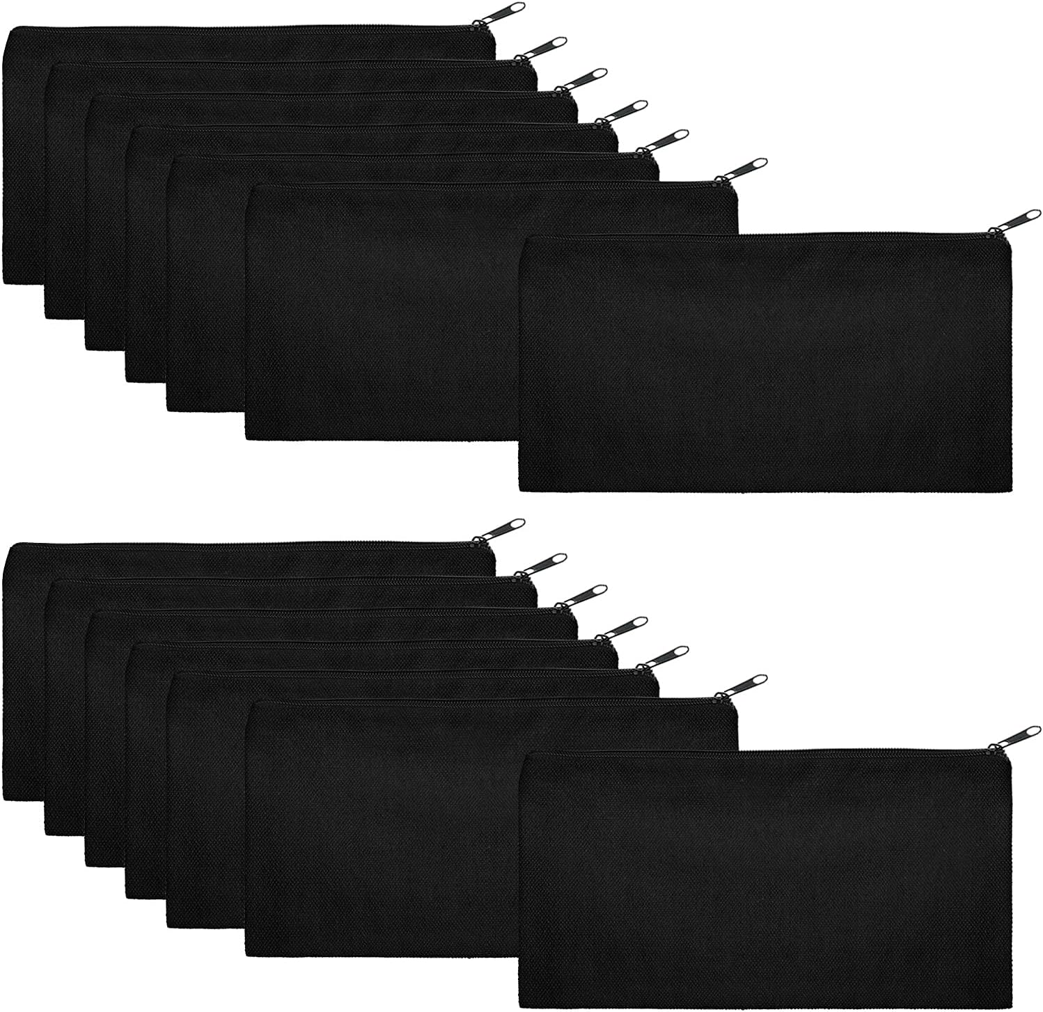 50 Pieces Canvas Cosmetic Bags Sublimation Canvas Makeup Bags with Zipper Pouch Bags Plain Makeup Pouch Blank DIY Craft Bags for Travel Stationery Cosmetic (Black)