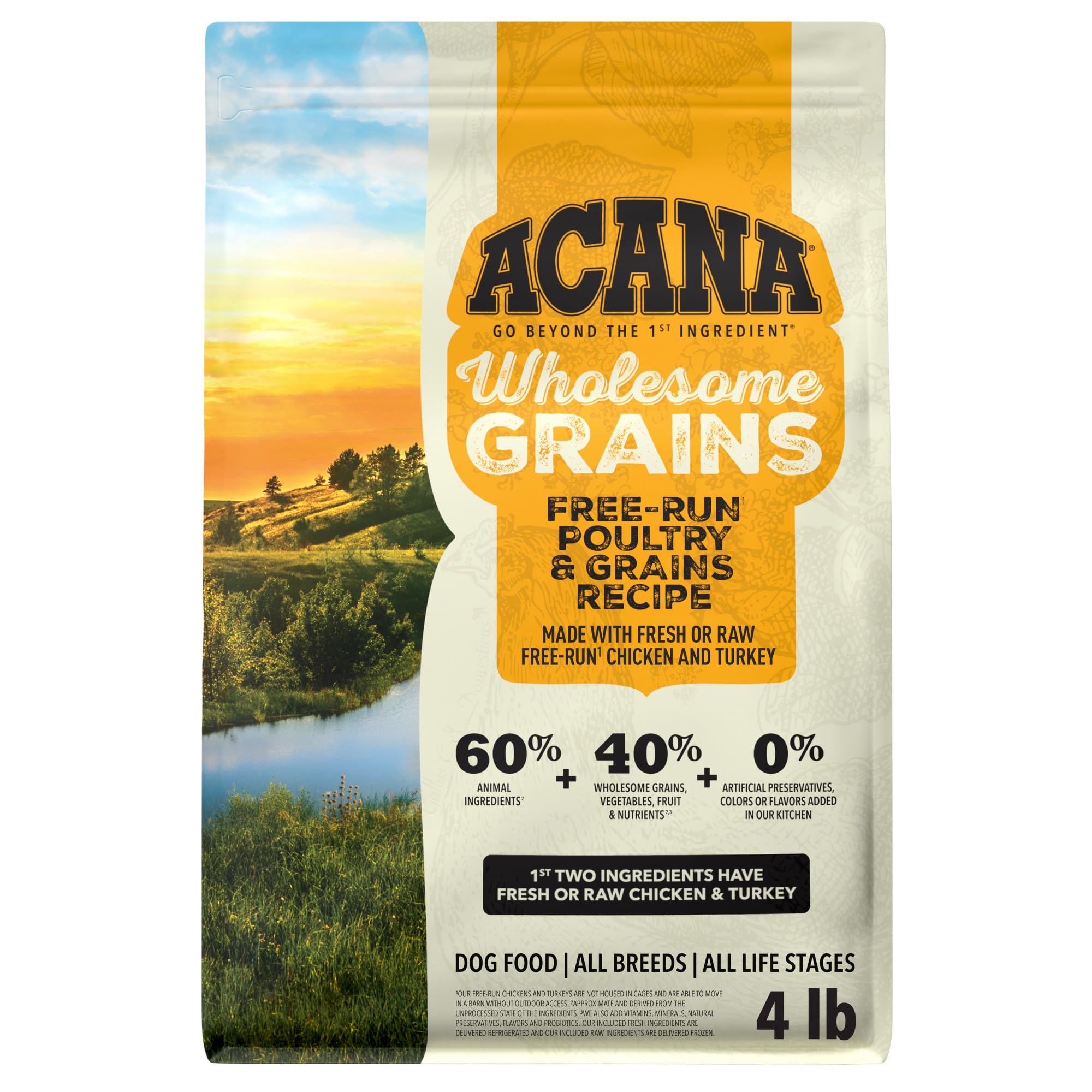 ACANA Wholesome Grains Dry Dog Food Poultry &amp; Grains Recipe 4lb Bag