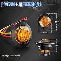 Vista 6 de PSEQT Flash estroboscópico de 3/4 pulgadas + luces de marcador constante, luces LED de doble función, luces redondas de separación lateral traseras