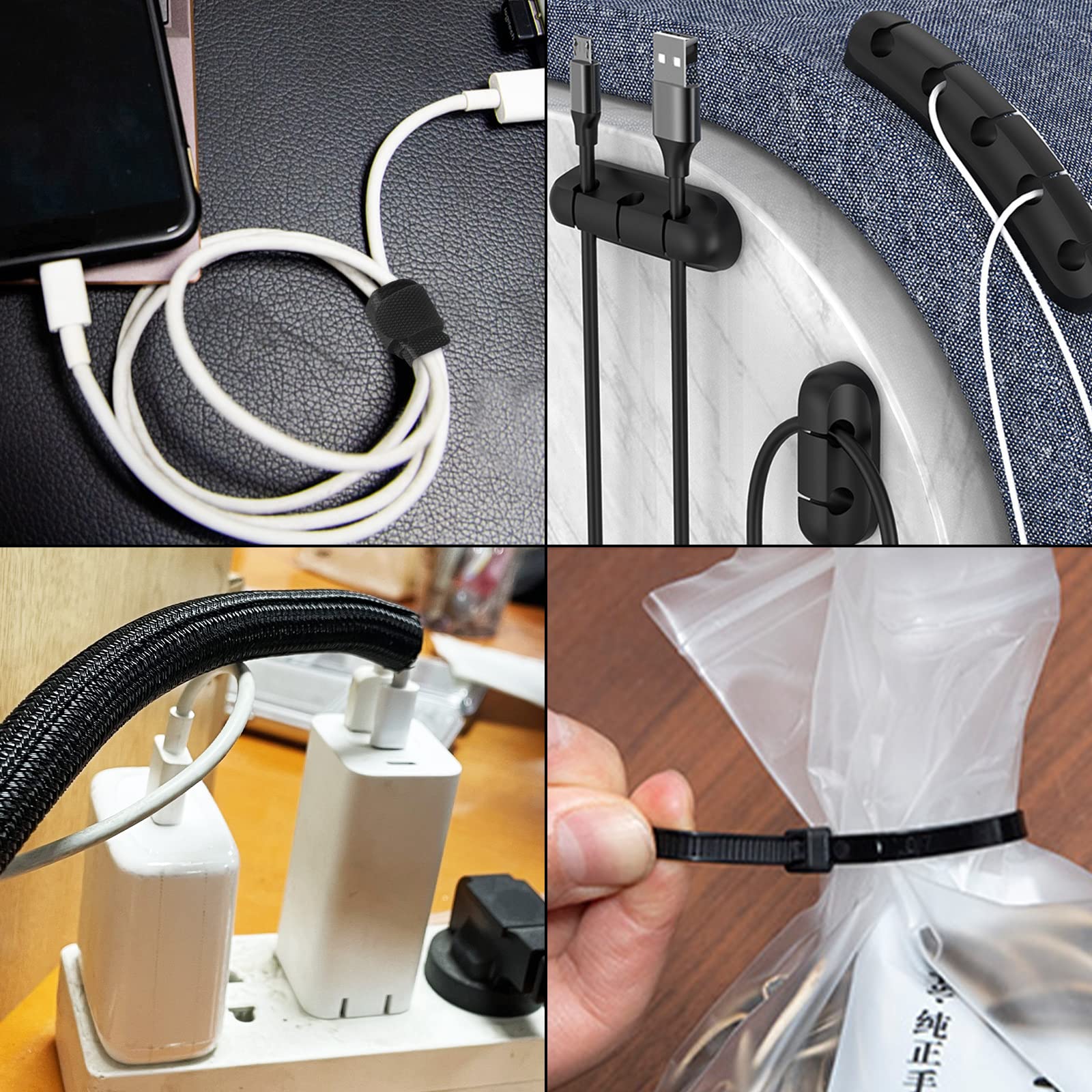 Produktbild von 188-teiliges Kabelmanagement Set – Mit Schläuchen, Haltern, Kabelbindern Für Schreibtisch, TV, PC & Auto