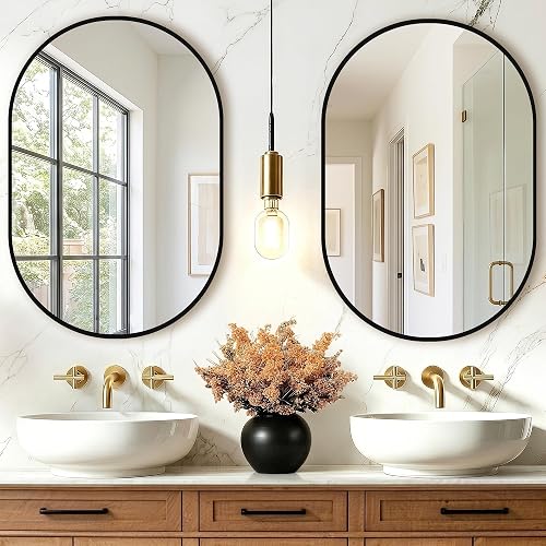 Oval Bathroom Mirror, 2 Pack 20"x30" Black Vanity Mirror for