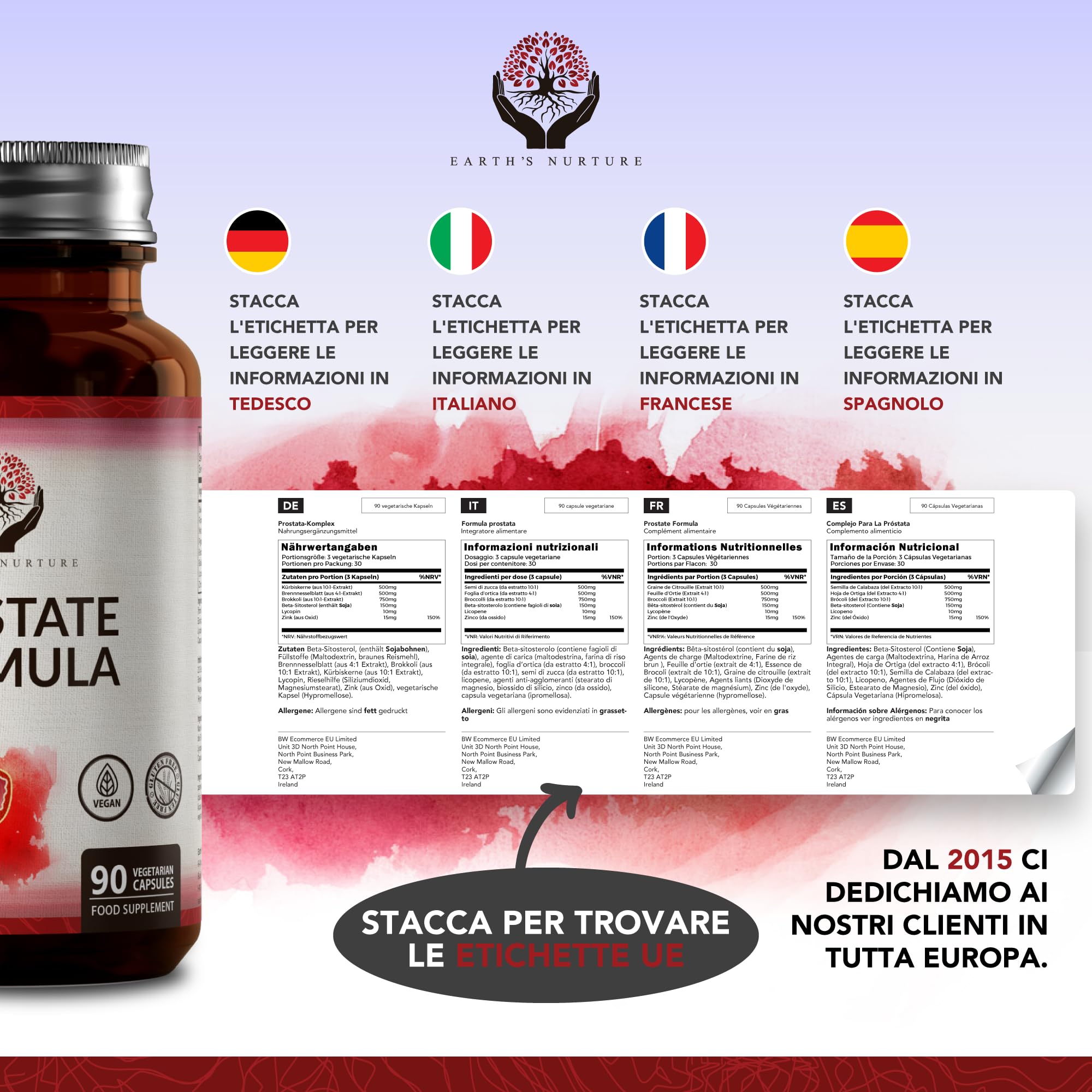 EN Prostata Integratore | 90 Prostata Capsule - ad Alto Dosaggio Con Licopene e Zinco | Non-OGM, Senza Glutine e Allergeni | Prodotto nel Regno Unito