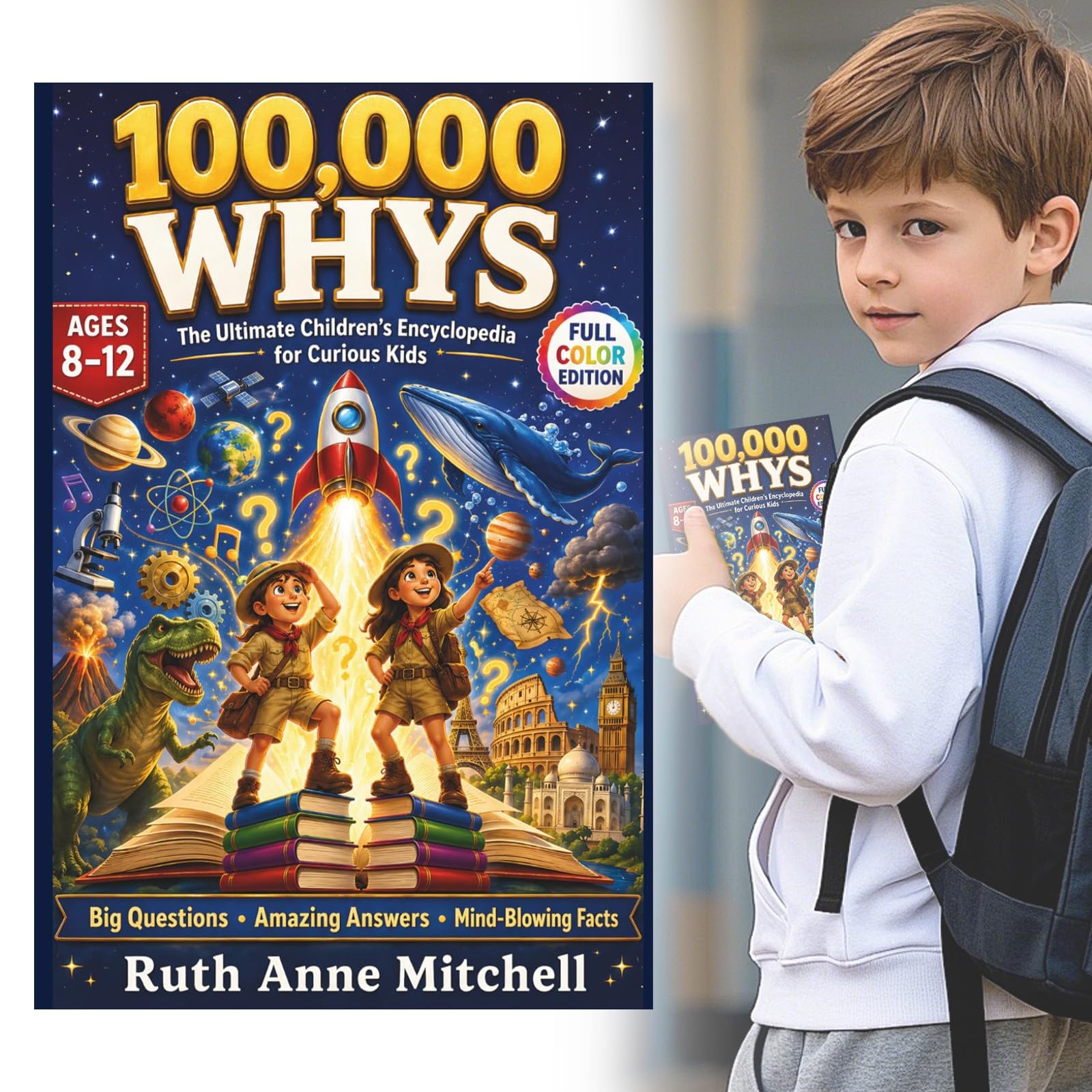 Children's Encyclopedia Book, Encyclopedia for Children "Why 100,000?" Educational Extracurricular Reading for Primary School Students,Science Gift Book(Building The Ultimate Brain) (B-Colourful)