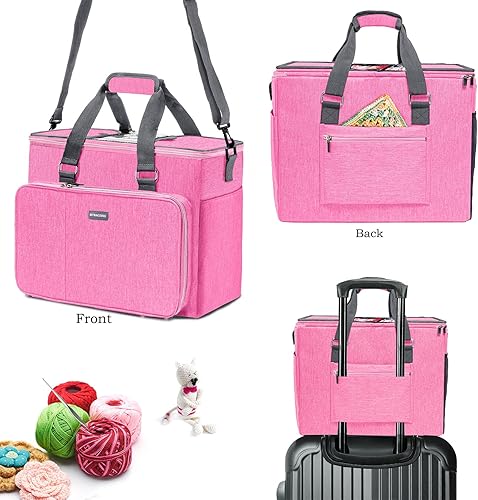 Vista 11 de MYBAGZIING - Bolsa de tejer, organizador de almacenamiento de hilo grande, bolsas de ganchillo y bolsas, bolsas de hilo para ganchillo, estuche