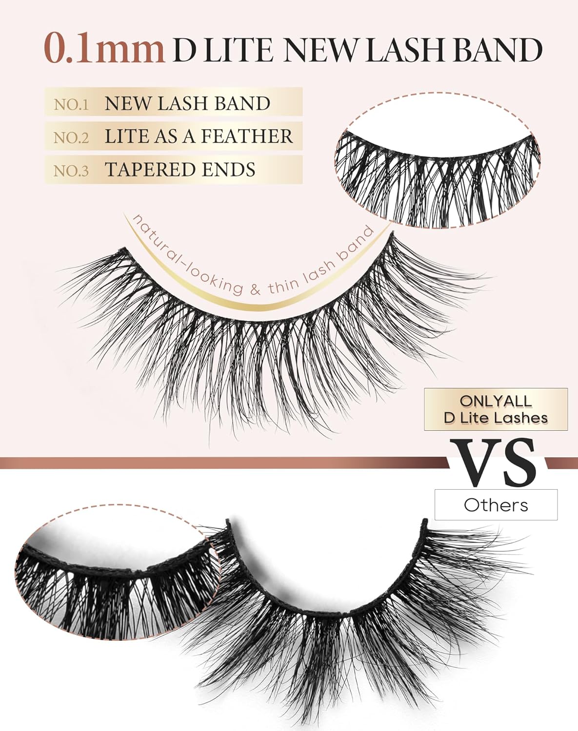Onlyall Natural Lashes Wispy Lashes Natural Look False Eyelashes Flared Eyelashes 7 Pairs D-K06