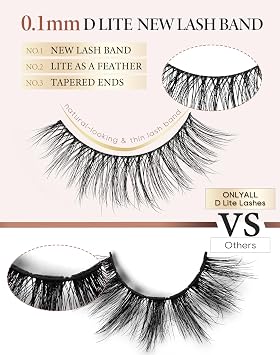 Onlyall Natural Lashes Wispy Lashes Natural Look False Eyelashes Flared Eyelashes 7 Pairs D-K06