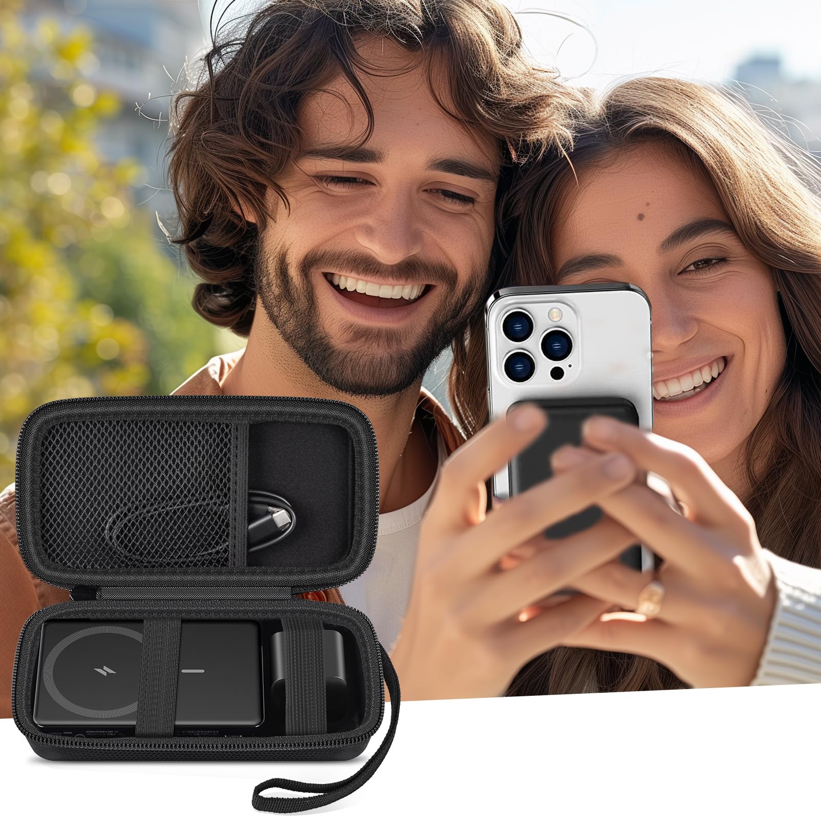 casmilee Funda compatible con batería externa magnética Anker 334 de 10.000 mAh, cargador portátil inalámbrico para carga rápida y cable USB-C, solo funda