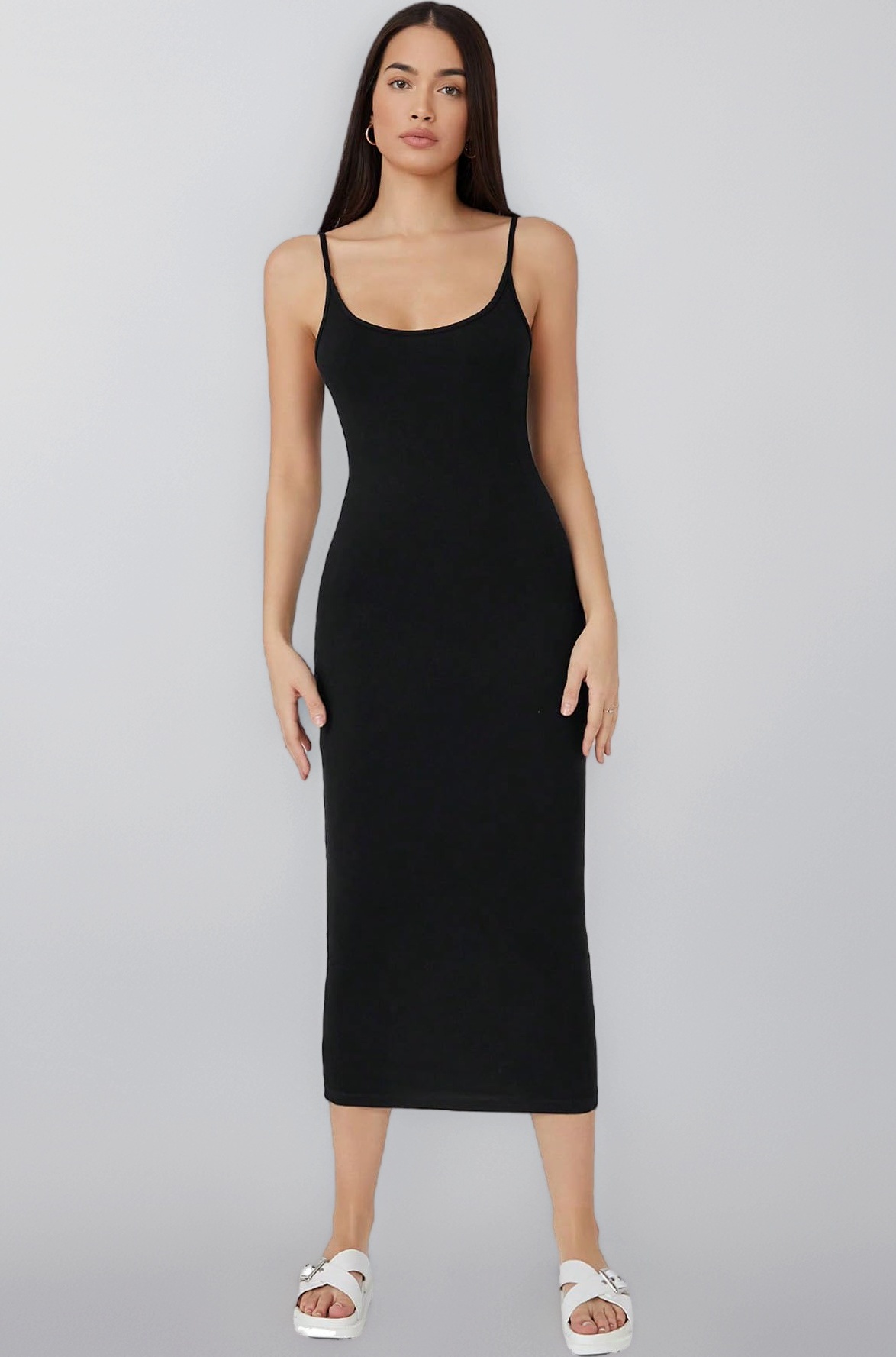 Women's & Girls Midi Solid Cami Bodycon Casual Dress