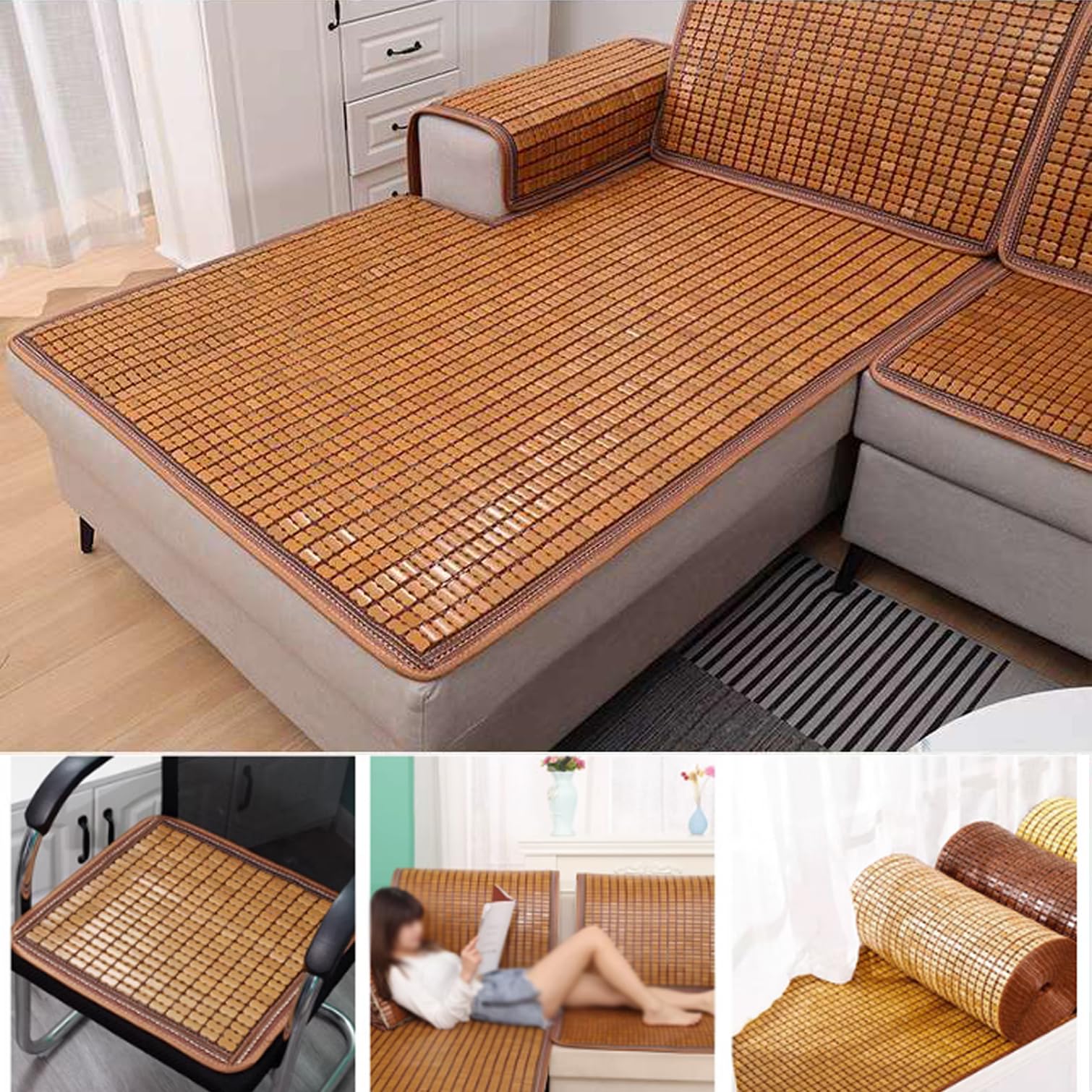 Bambus-Isomatte – Faltbares Sommer-Kühlkissen für Schlafzimmer, Sofa und Stuhl – atmungsaktive Wärmeableitung Komfort