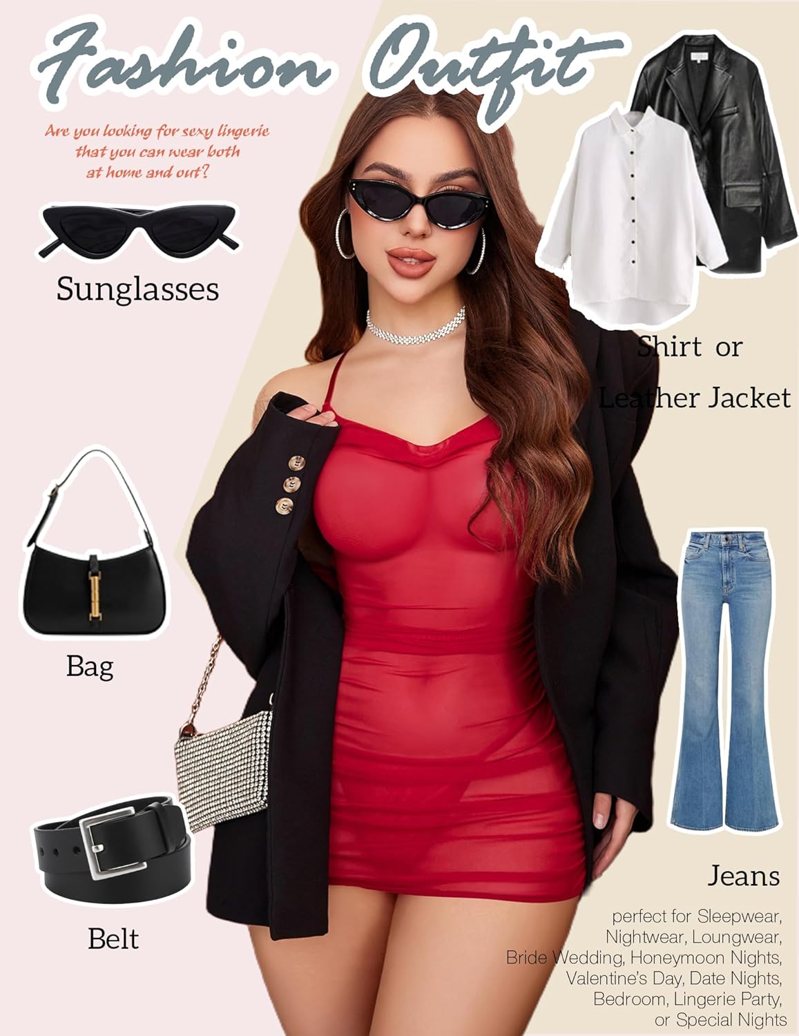 Avidlove Lingerie for Women Sheer Mesh Lingerie Dress Club Outfits Backless Babydoll Chemise - Image 4