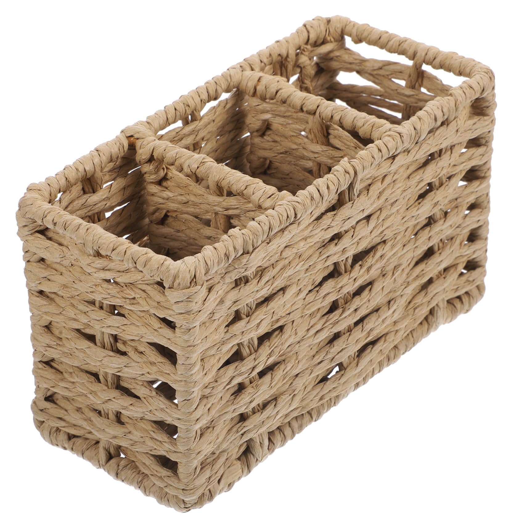 PRETYZOOM Cesta De Almacenamiento Tejida De Cuerda De Papel Beige para Cubiertos y Utensilios De Cocina Soporte Organizador para Tenedores y Cucharas para Hogar y Restaurantes