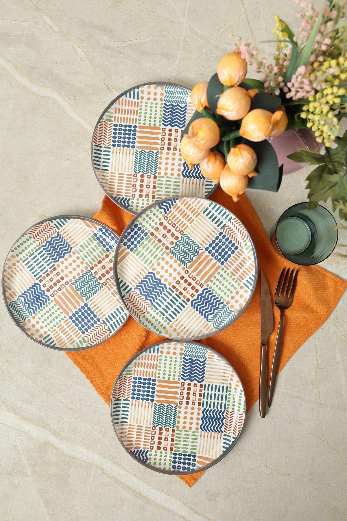 Keramika Etnik Hitit Pasta Tabağı 20 Cm 4 Adet 22552