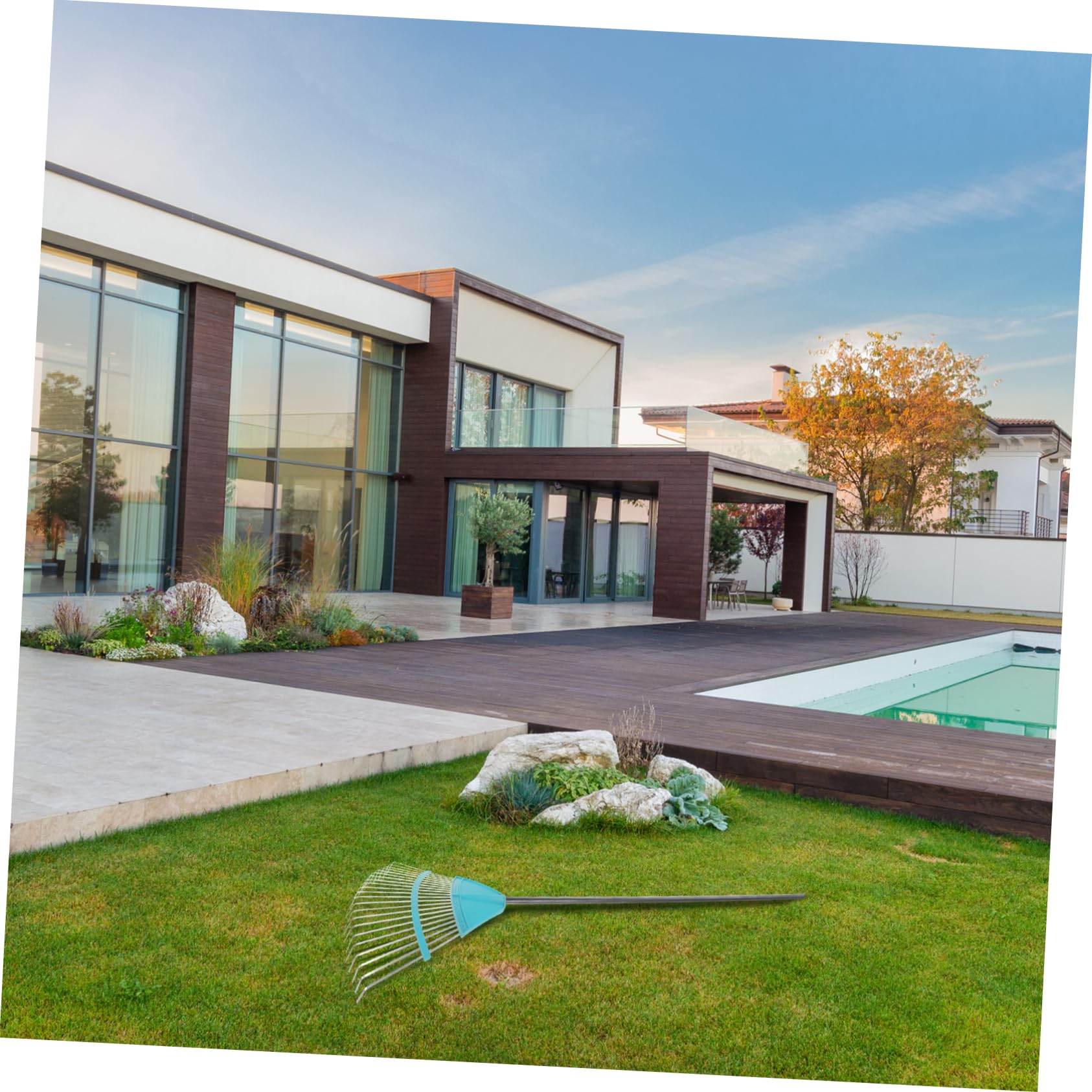 Gartenboden-laubrechen Rasenrechen Für Blätter Und Gras Hochleistungsrechen Aus Metall Für Rasen