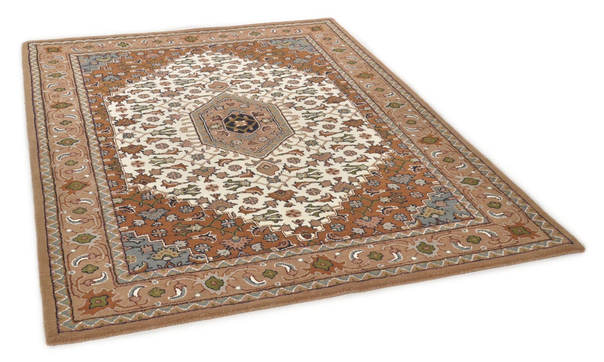 Theko | Tappeto Royal Persian in 100% lana vergine | IWS | fatto a mano con tecnica del tufting | Colore: Beige | Dimensioni: 40 x 60 cm