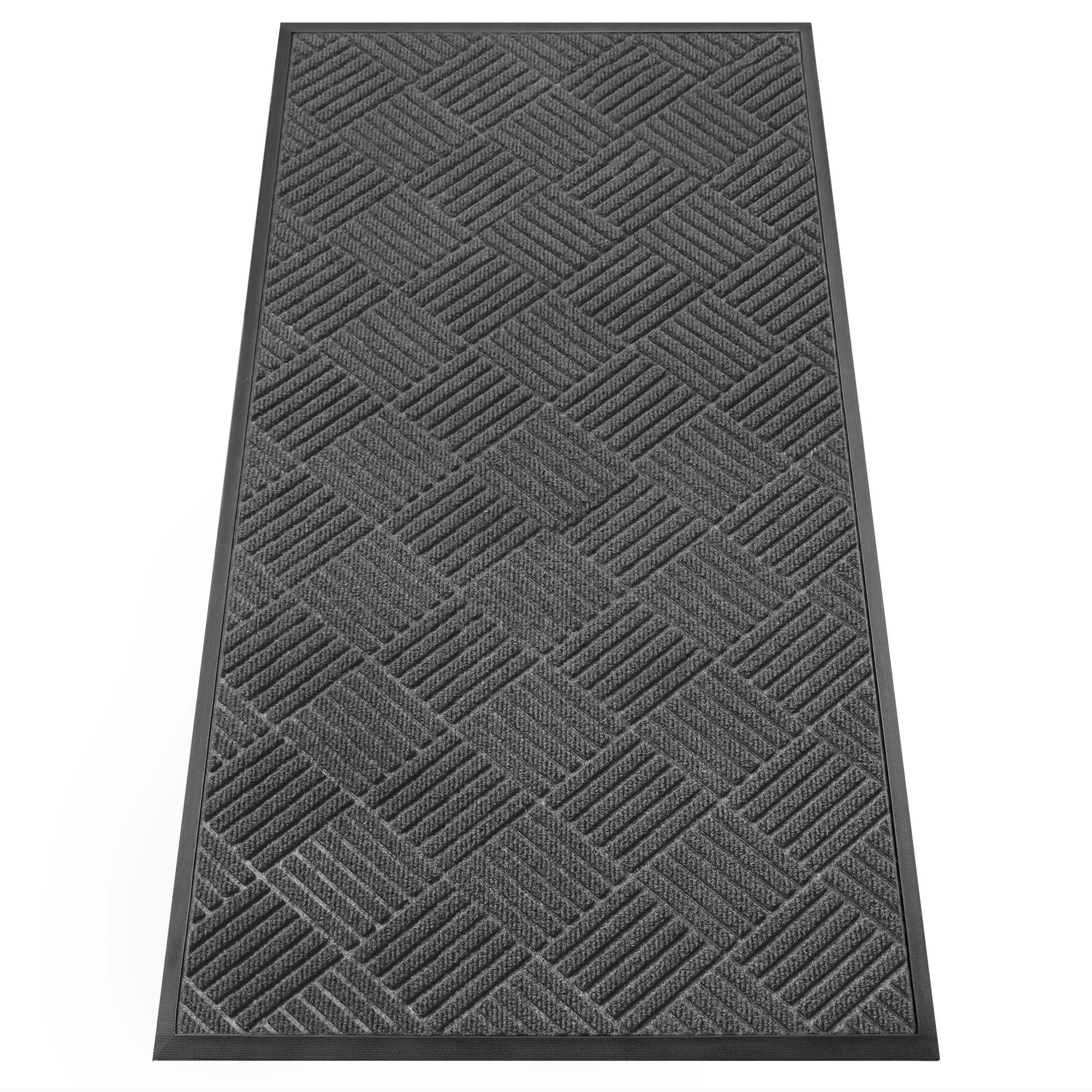 HOMEK Indoor Outdoor Door Mat, 60 x 120 cm Doormat for Entryway, Rubber Backing Non Slip Front Door Mat Outside Entrance, Super Absorbent Commercial Floor Mat for Home Office, Grey