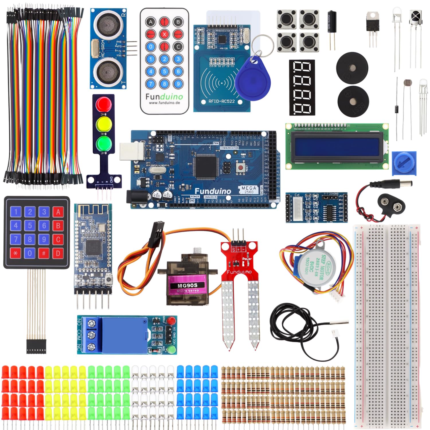 Funduino Starter Kit MEGA R3 Education, 100% kompatibel zu Arduino,mit deutschsprachigen Anleitungen, umfrangreiches Lernset für Einsteiger und Fortgeschrittene