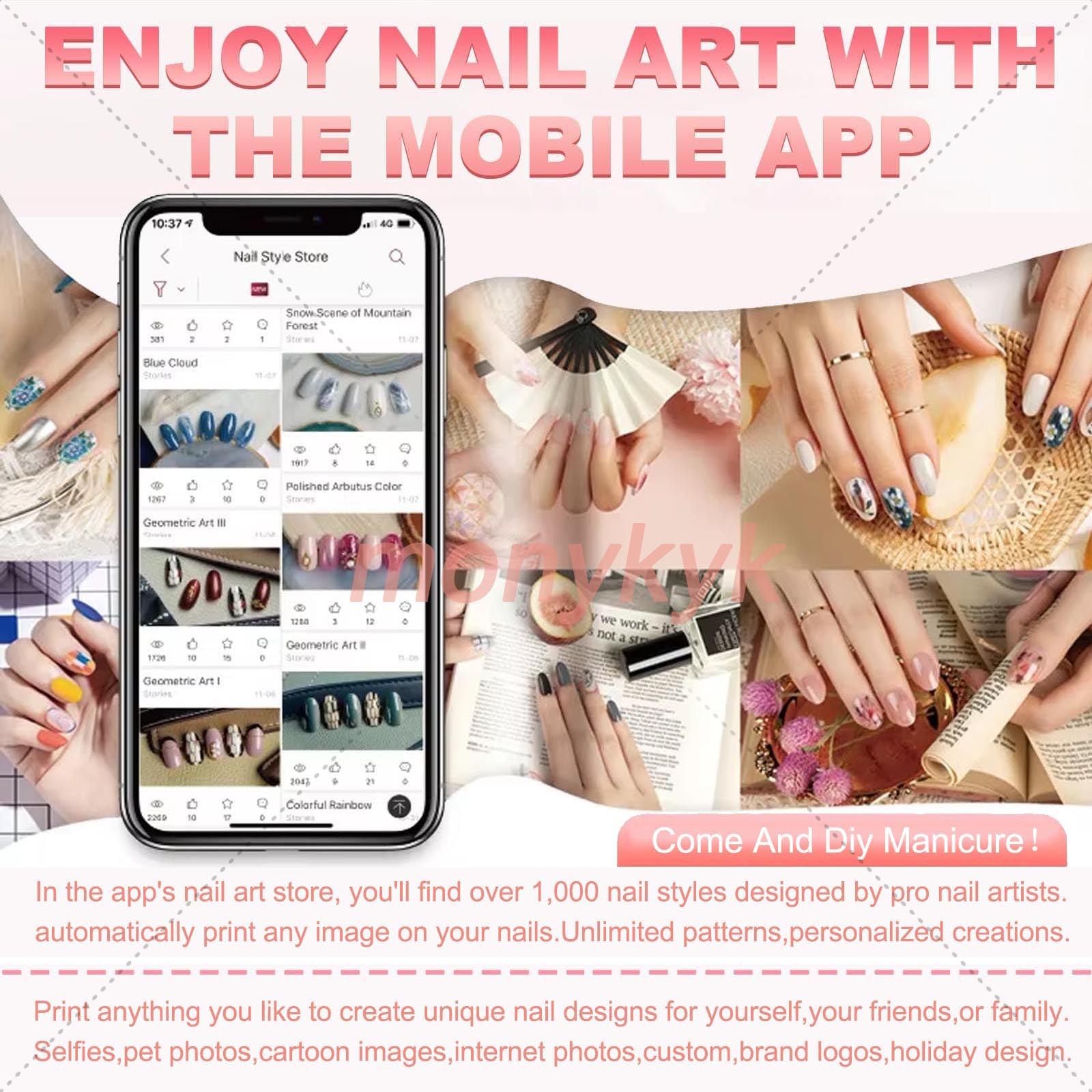 Impresora De UñAs Kit,Impresora Digital MóVil para DecoracióN UñAs 3D,MáQuina ImpresióN De UñAs Bricolaje AutomáTica PortáTil,ResolucióN ImpresióN 2400DPi,para SalóN UñAs Casa Pink