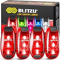 BLITZU 4-Pack Clip-On LED Safety Lights for Night Running, Walking, Cycling - High Visibility Strobe with 100+ Hour Battery