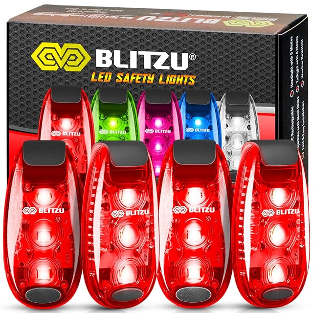 4 Pack LED Safety Light Clip on Reflective Gear Lights for Walking at Night Running Jogging High Visibility