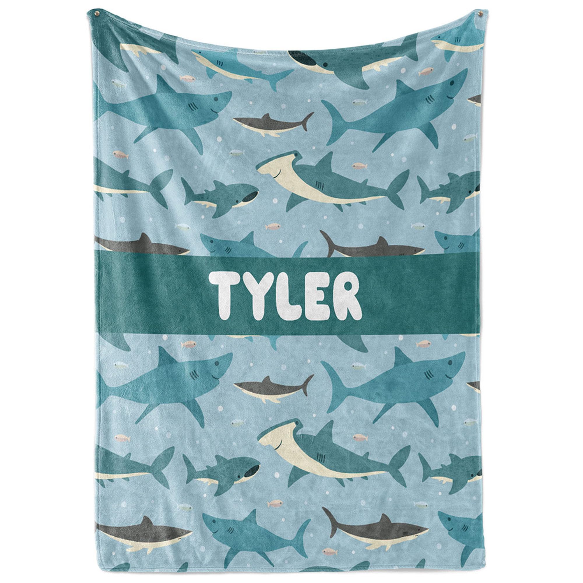 Personalized Blanket for Boys - Custom Blanket for Shark Lovers - Soft Fleece Throw Blankets for Kids - Soft Plush Flannel - Personalized Gift for Kids - Gift for Dad - Custom Gift (Fleece 50" x 60")