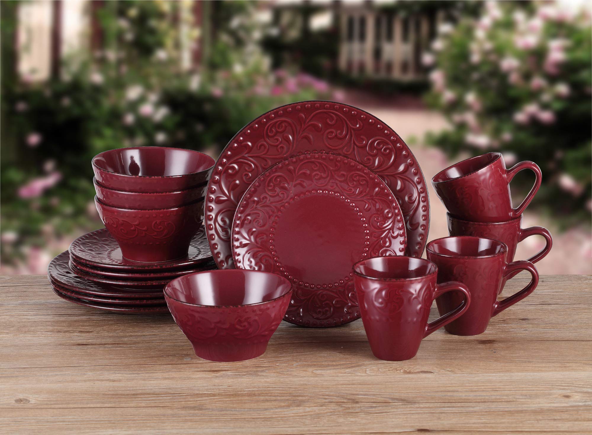 食器 rin5 Amazon.com: Lorren Home Trends 16 Piece Stoneware Scroll