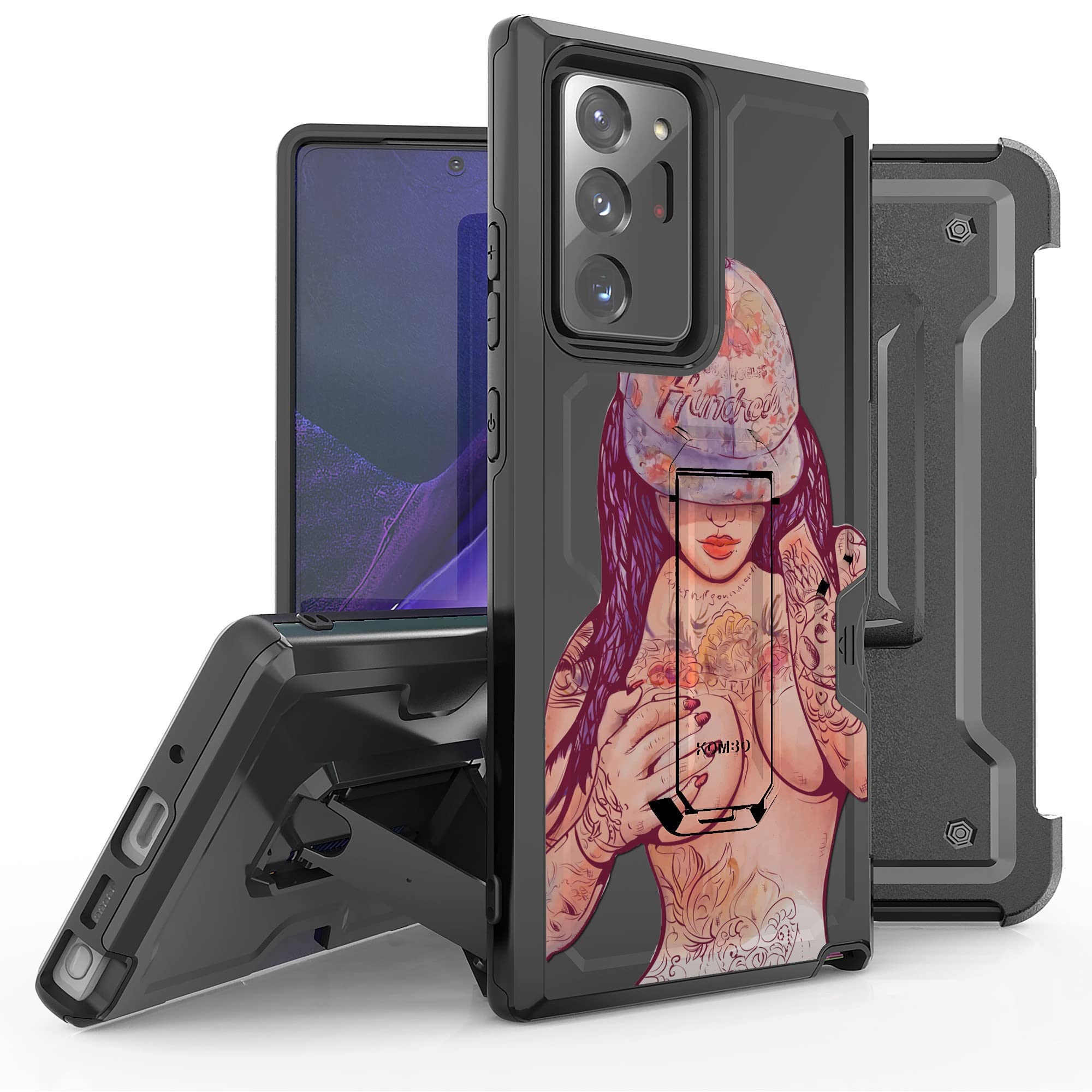 BEYOND CELL Compatible with Samsung Galaxy Note 20 Ultra Case (6.9”), Armor Kombo Hybrid Rugged Heavy Duty Protective Case, Shockproof Drop Protection with Belt Clip Holster & Kickstand.