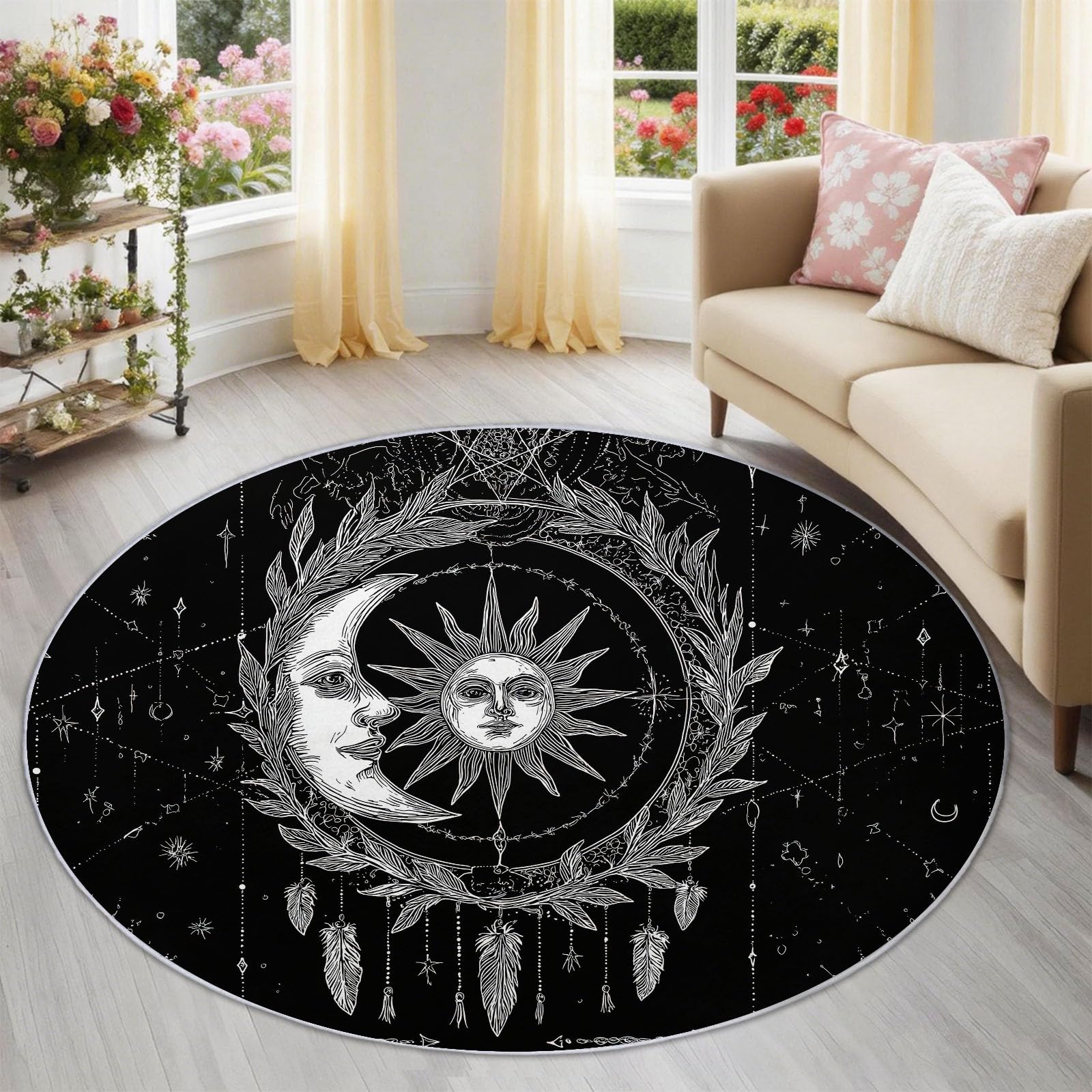 Tapis bohème vintage rond 80 cm pour sublimer votre salon ou chambre