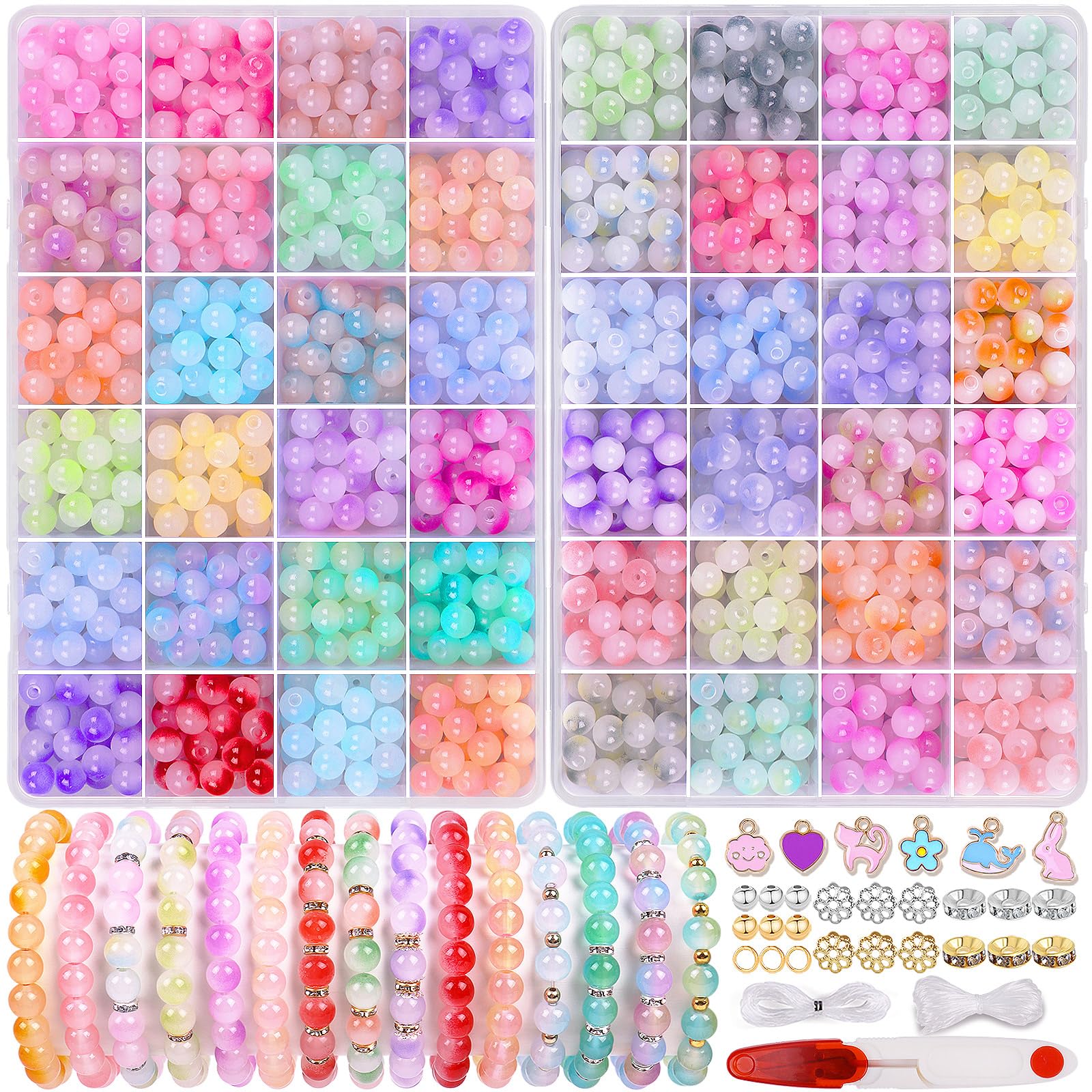 Pubiseed 1711pcs 8mm Glass Beads