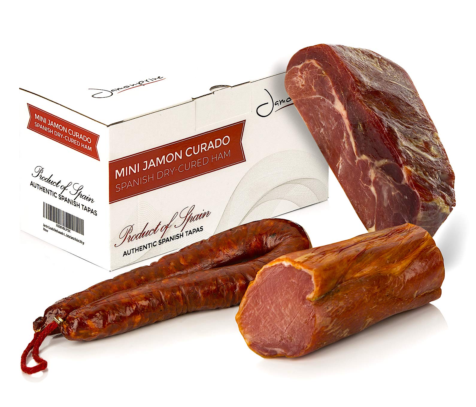 Prosciutto Crudo Serrano Spagnolo Stagionato e Disossato 1 Kg + Lomo (Lonza) Duroc Natural 250 gr + Chorizo Salsiccia 200 gr - Jamon Serrano Crudo Jamonprive