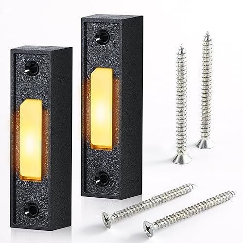 Paquete de 2 botones de timbre iluminados, interruptor universal de puerta de garaje con cable montado en la pared, botón para la mayoría de las