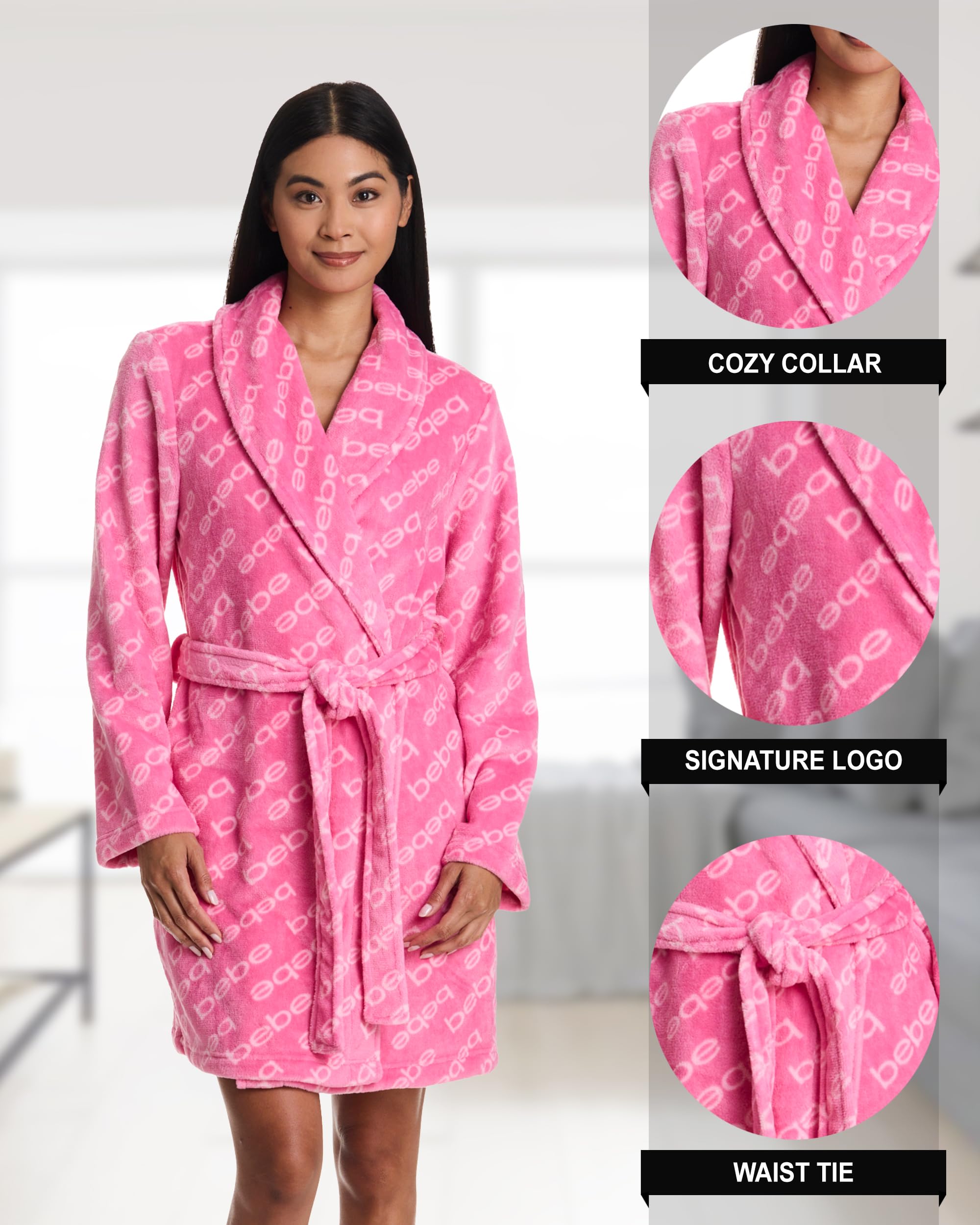 bebe Plush Robe - Aurora Pink, M