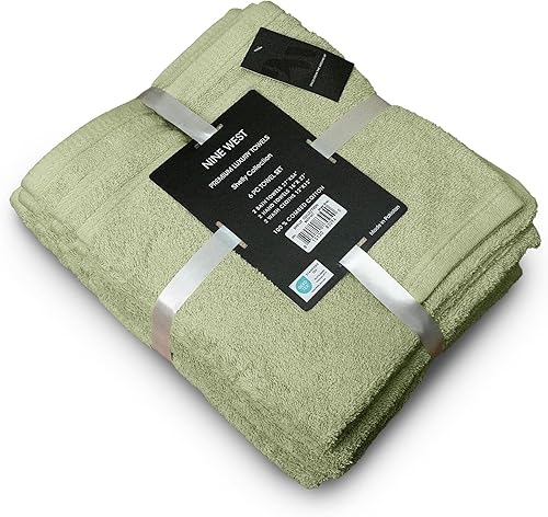 Vista 18 de Nine West Juego de toallas de 6 piezas, 100% algodón turco, secado rápido, altamente absorbente y cómodo, incluye 2 toallas de baño, 2 toallas