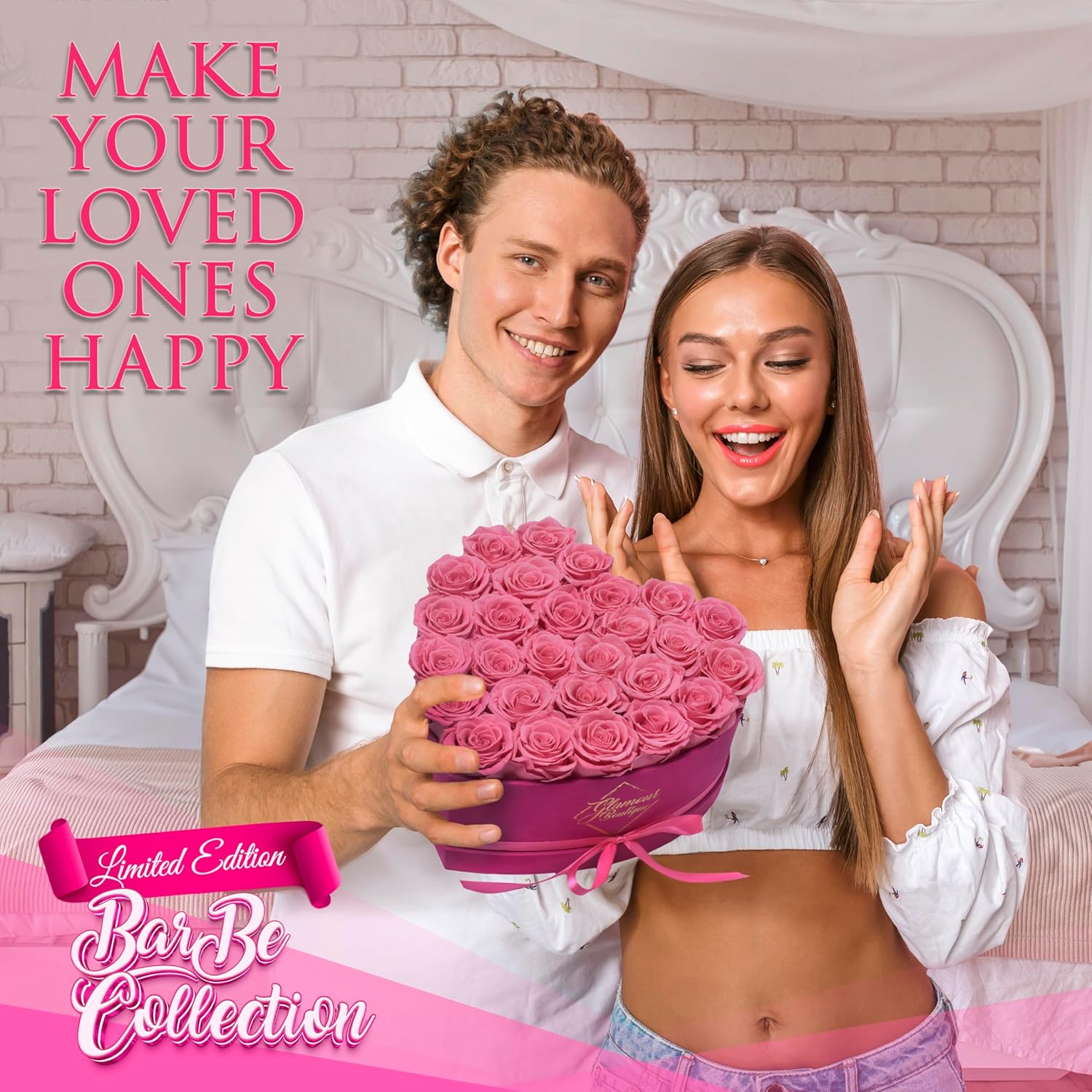 GLAMOUR BOUTIQUE 27 Flower Forever Heart Shape Box, Eternal Preserved Roses Gift for Her, Lasting Flowers, Premium Floral Heart Box for Birthday Anniversary Valentine’s Day Velvet Pink (Color-Treated) - Image 6