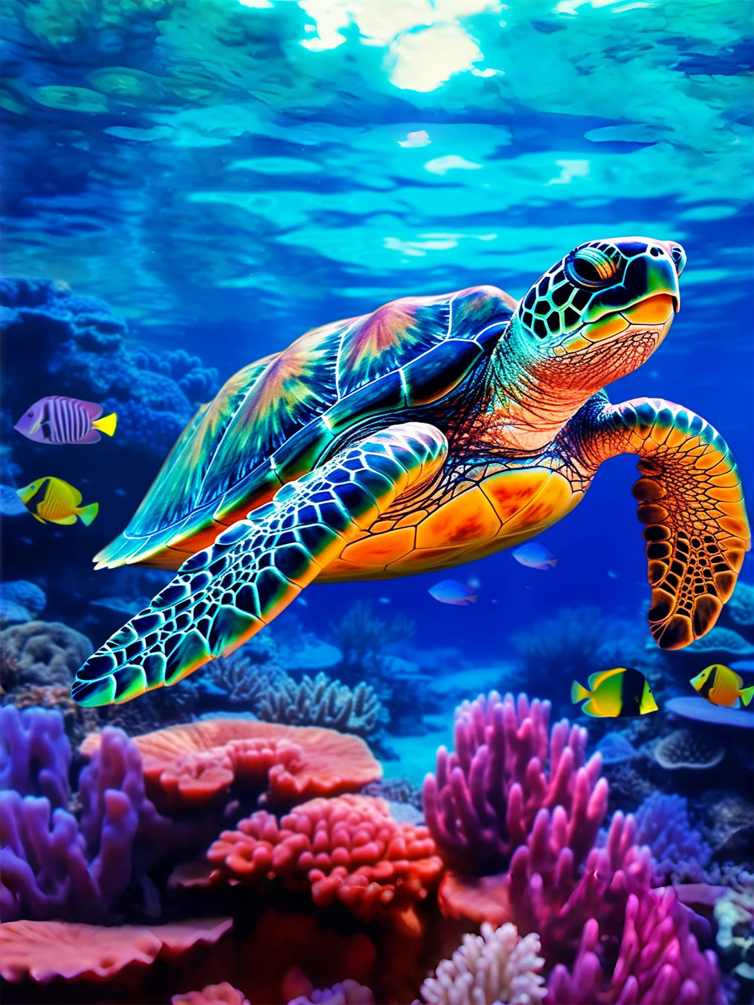 mrpwnle Sea Turtle Diamond Art Painting Kits for Adults, Full Drill Diamond Dots Paintings for Beginners, Round 5D Paint with Diamonds Pictures Gem Art Painting Kits DIY Crafts Kits 12x16inch
