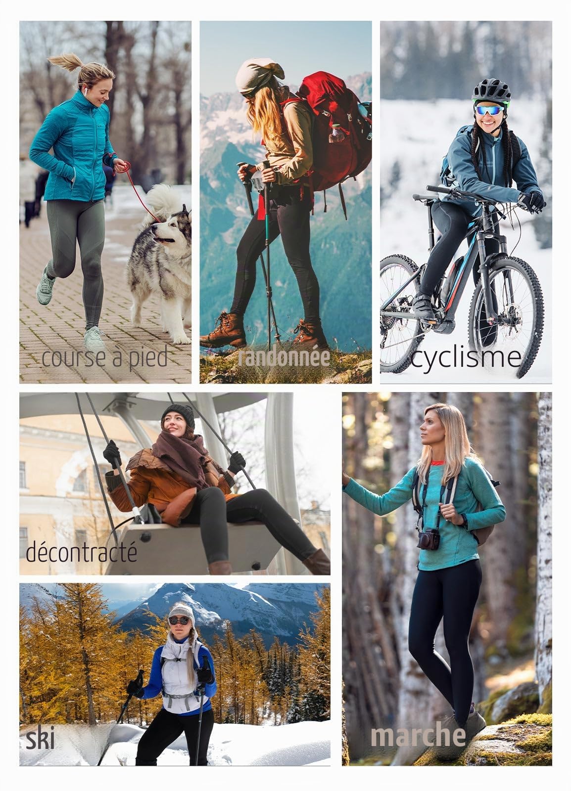 baleaf Legging Thermique doublé en Polaire pour Femme - Pantalon de Course à Pied avec Poches zippées