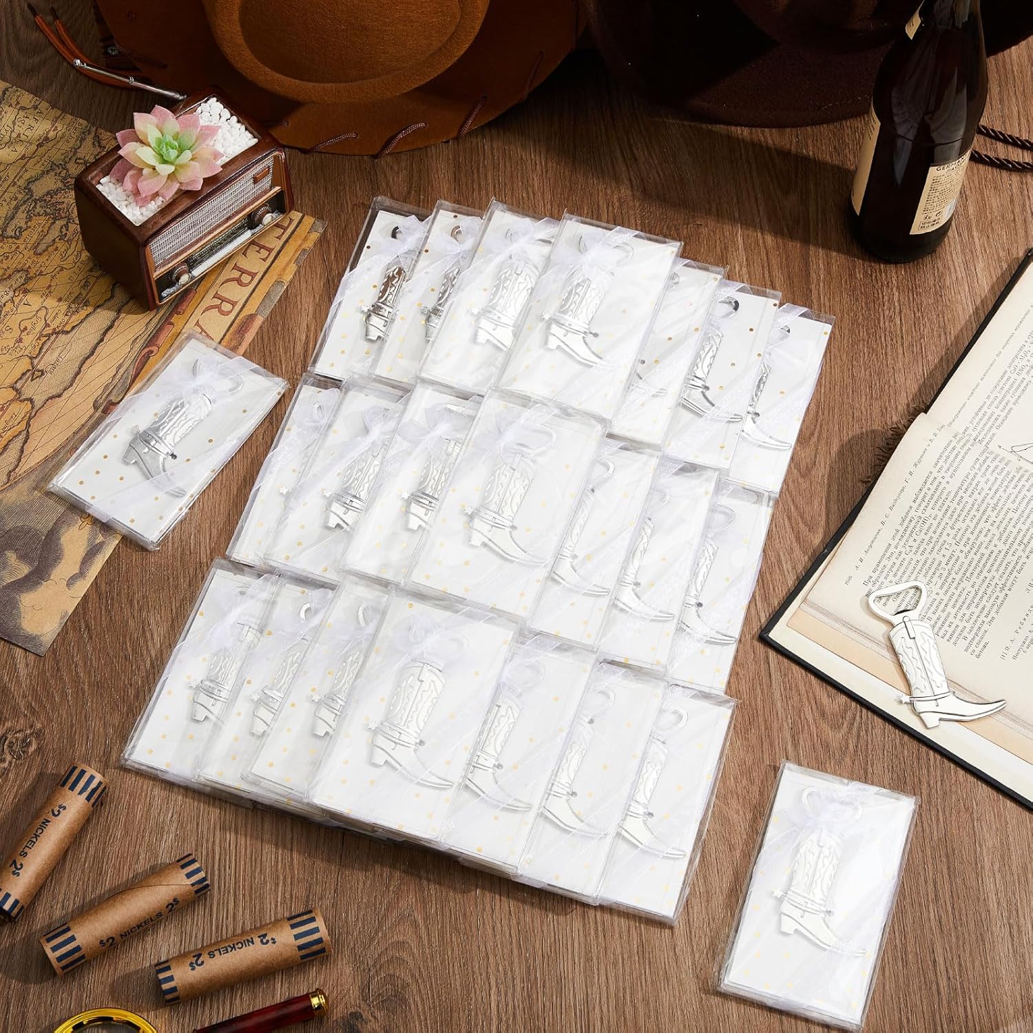 Hortsun 36 Sets Cowboy Boot Bottle Openers Baby Shower Bottle Opener Favors for Guest Party Bottles Opener Gifts Bulk for Baby Shower Wedding Birthday Party Favor Decoration Supplies(Silver)