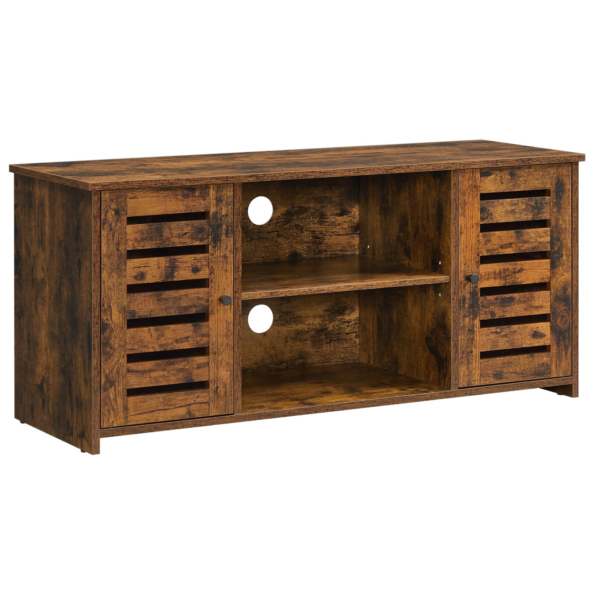 Buy VASAGLE TV TV Stand with Louvered Doors, Open Storage