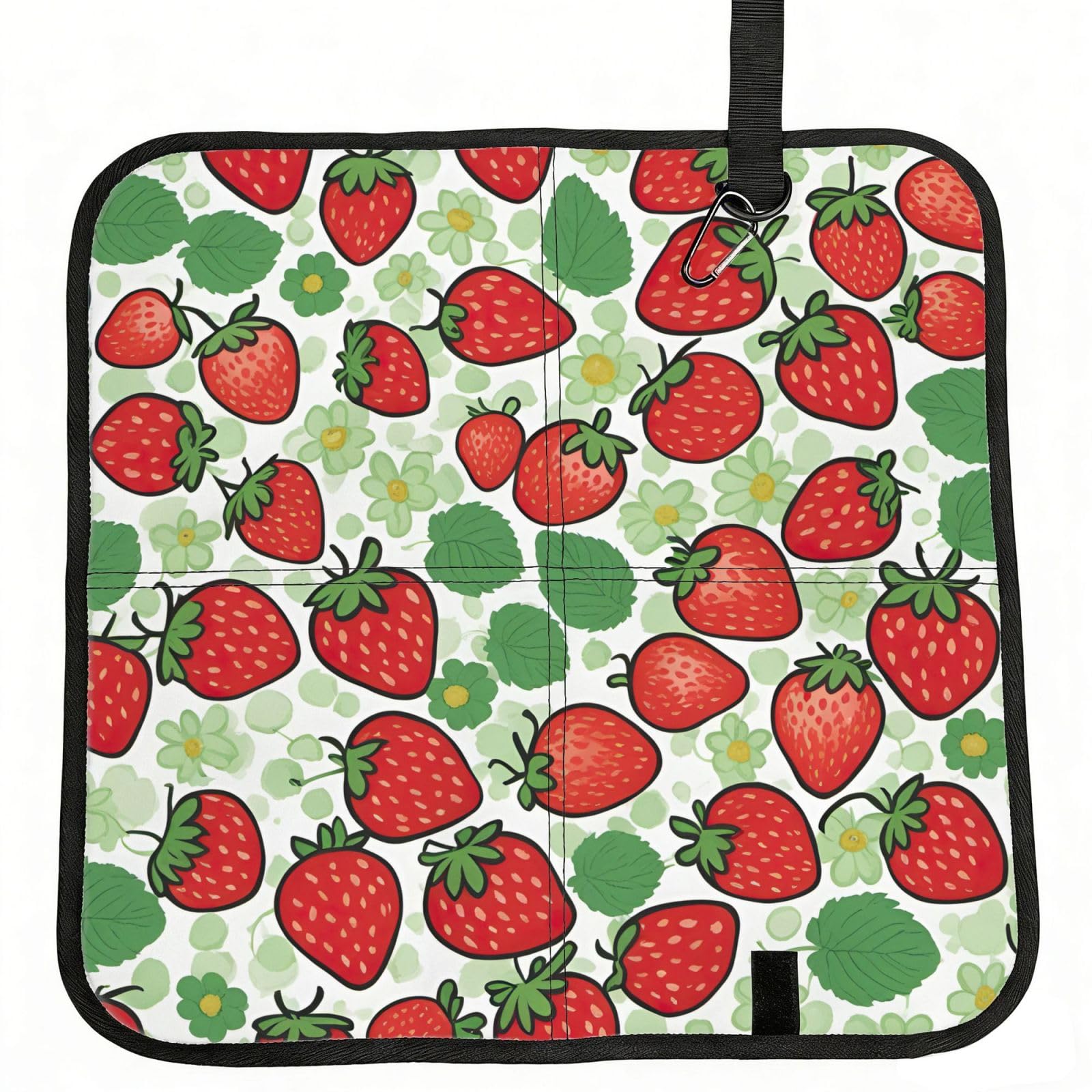 UVBDF Strawberry Pattern Print Outdoor Sitting Cushion Folding Seat Pad Compact Portable Picnic Bench Cushion Mat